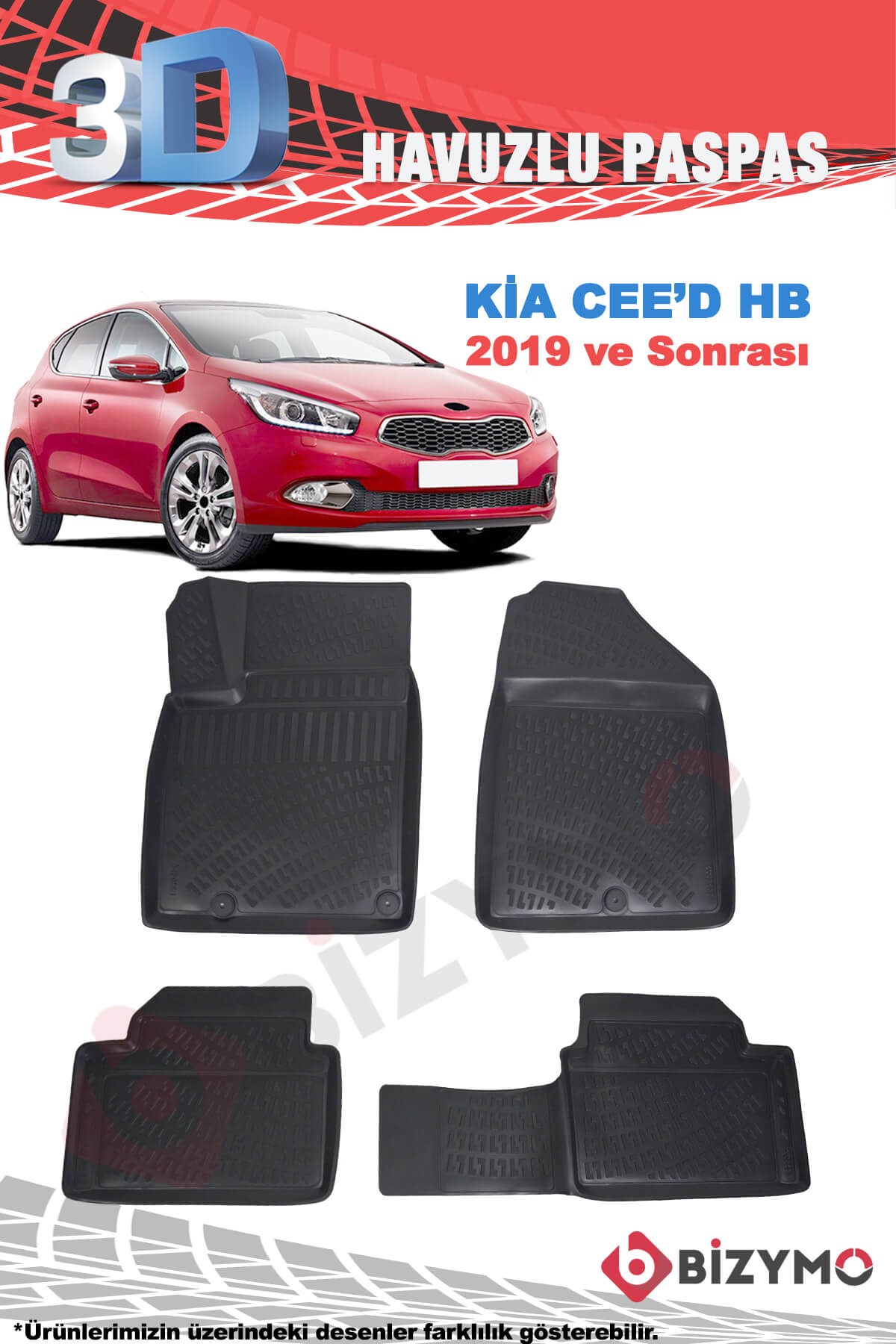 Kia Ceed 2019 ve Sonrası 3D Havuzlu Paspas Takımı Bizymo