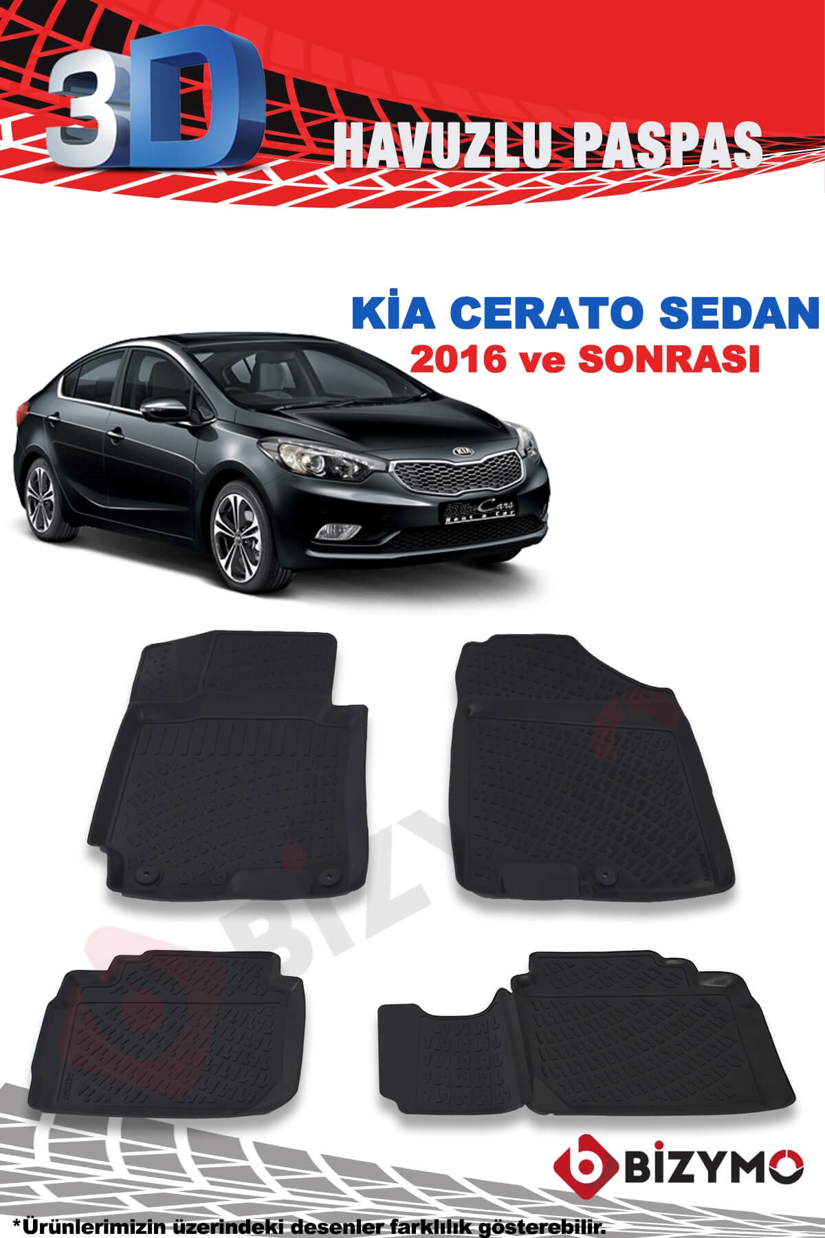 Kia Cerato Sedan 2016 Ve Sonrası 3D Paspas Takımı Bizymo