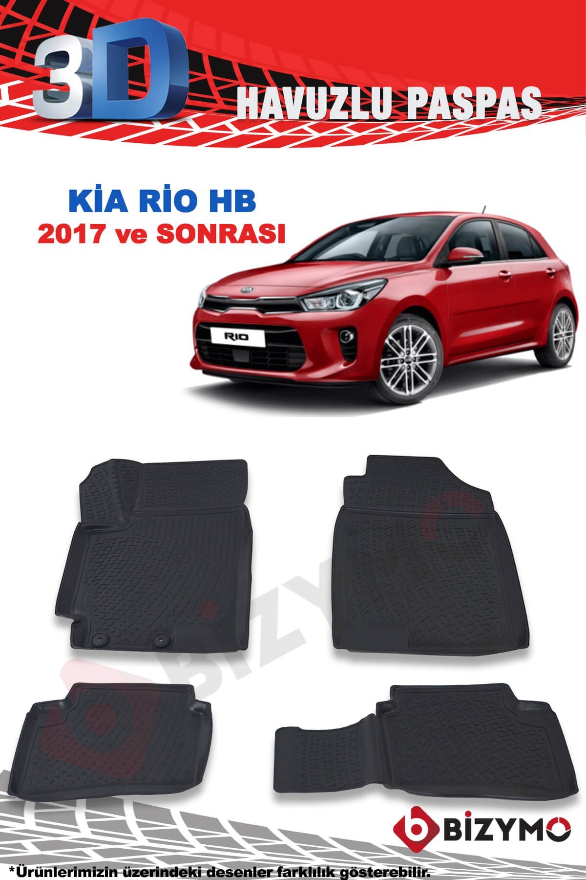 Kia Rio Hb 2017 Ve Sonrası 3D Paspas Takımı Bizymo