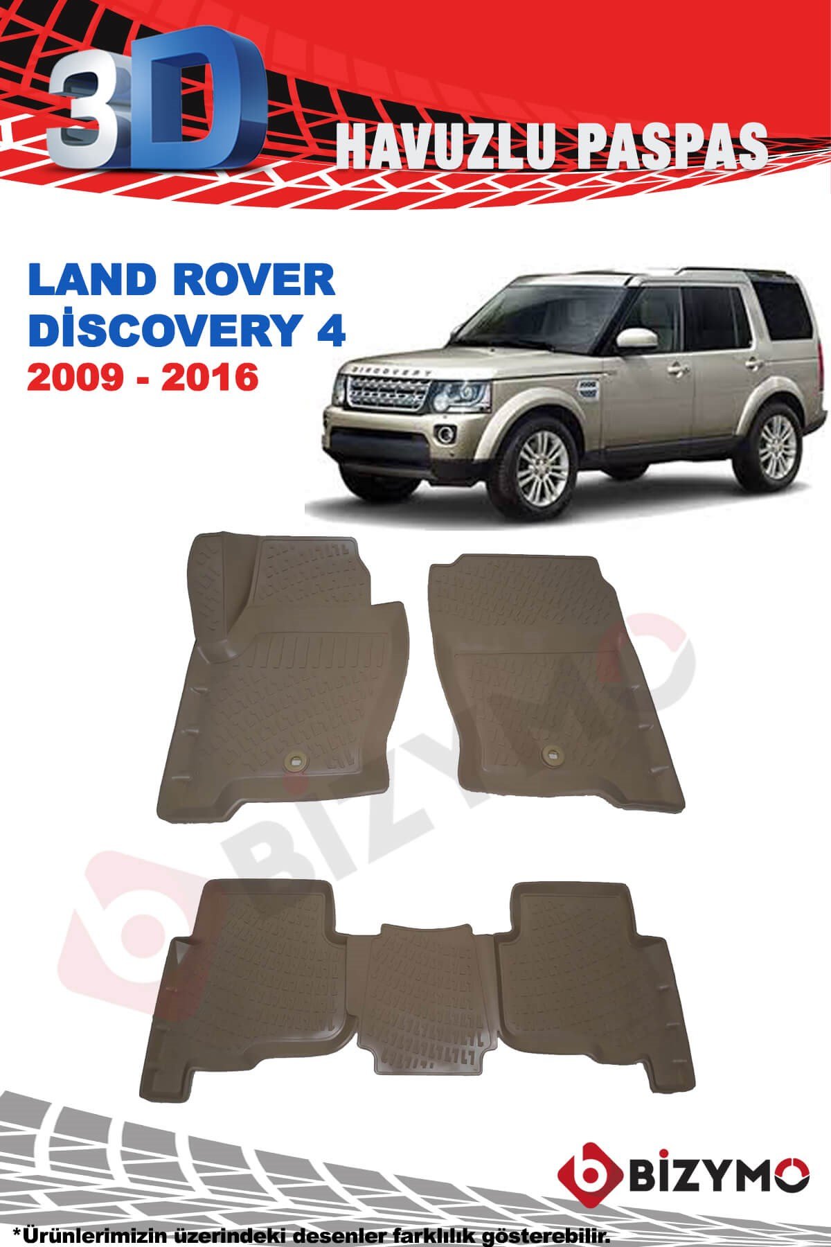 Land Rover Discovery 4 2009-2016 Bej 3D Havuzlu Paspas Takımı Bizymo