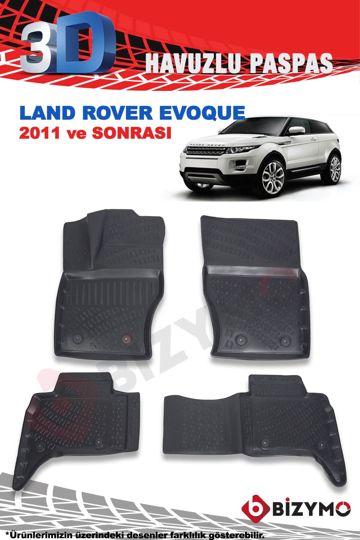 Land Rover Evoque 2011 Ve Sonrası 3D Havuzlu Paspas Takımı