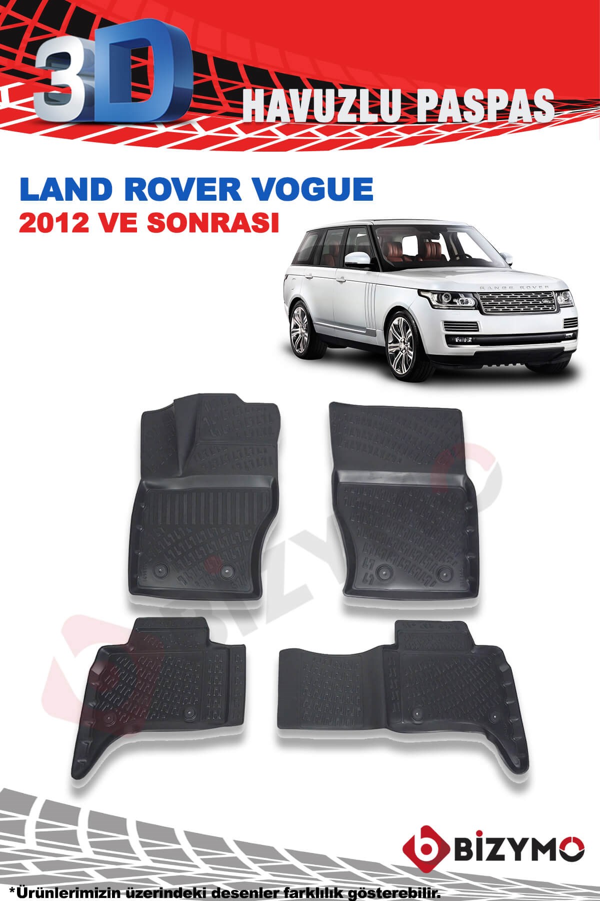 Land Rover Vogue 2012 Ve Sonrası 3D Havuzlu Paspas Takımı Bizymo