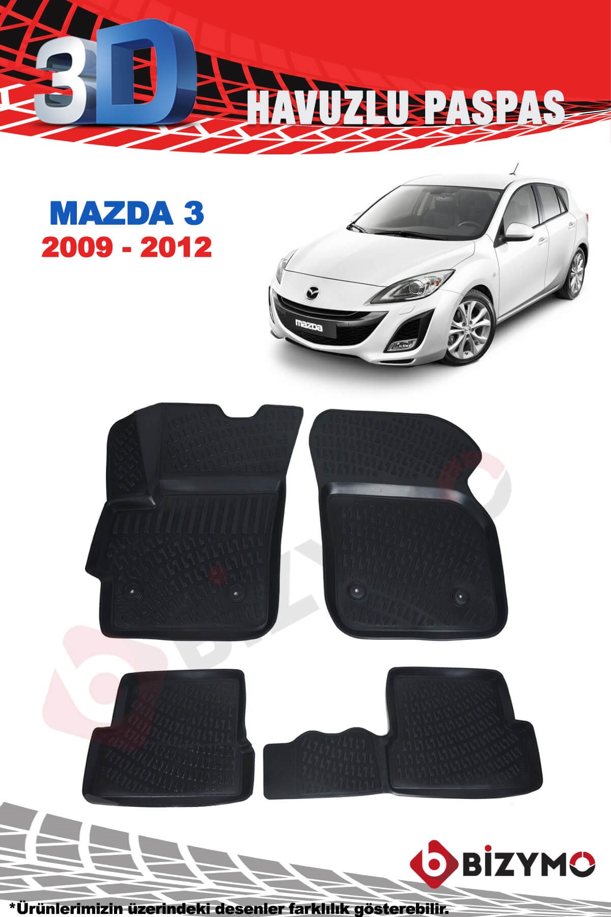Mazda 3 2003-2008 3D Havuzlu Paspas Takımı Bizymo