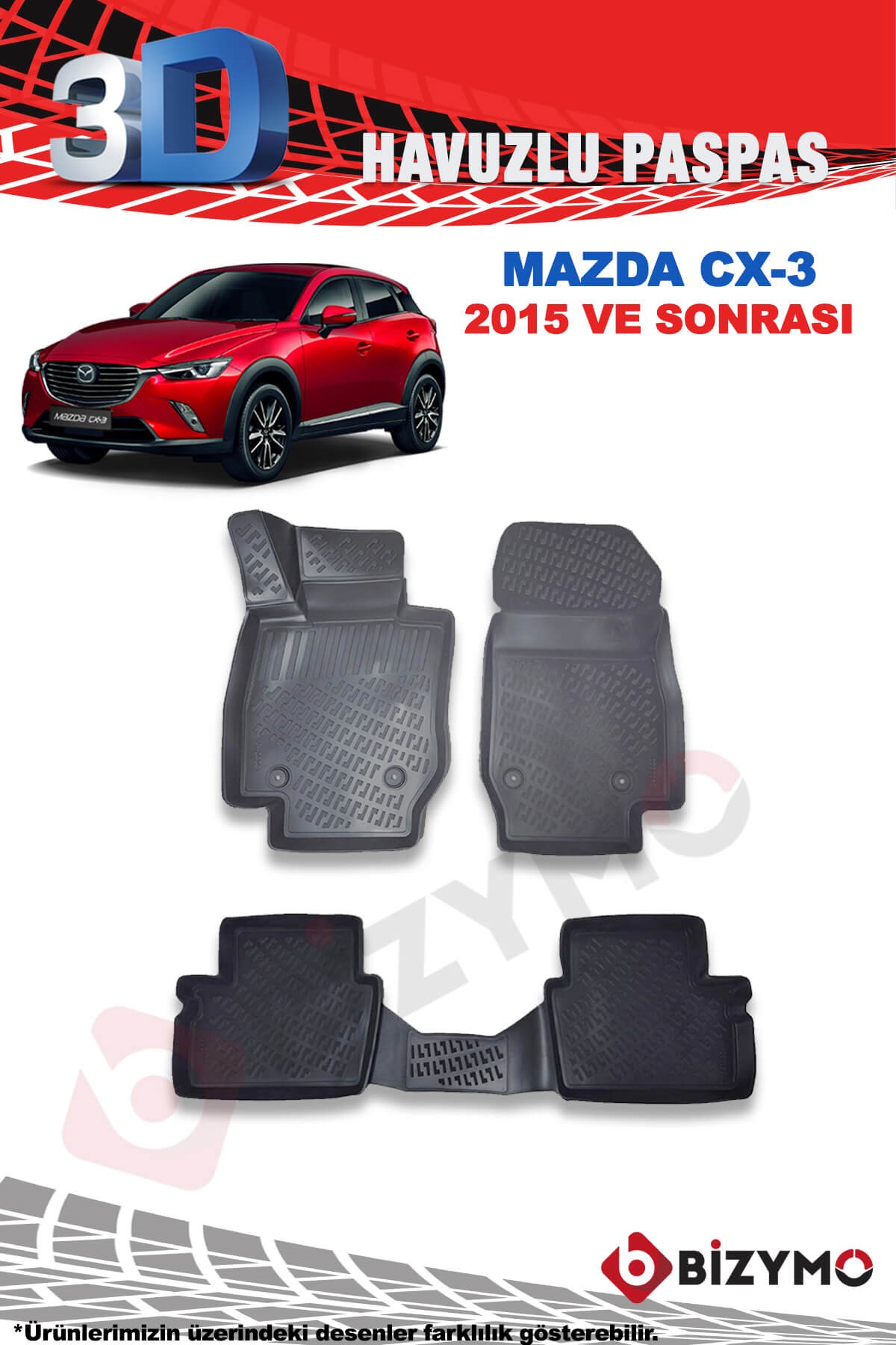 Mazda CX-3 2015 ve Sonrası 3D Havuzlu Paspas Takımı Bizymo