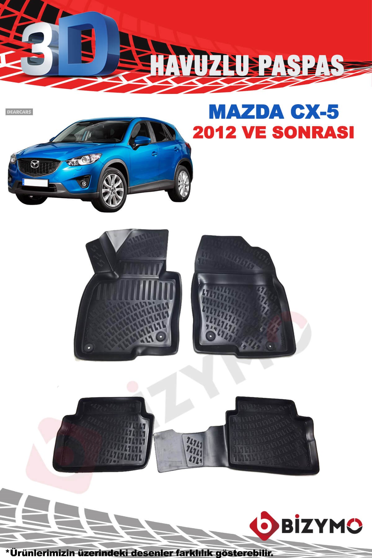 Mazda CX-5 2012 ve Sonrası 3D Havuzlu Paspas Takımı Bizymo