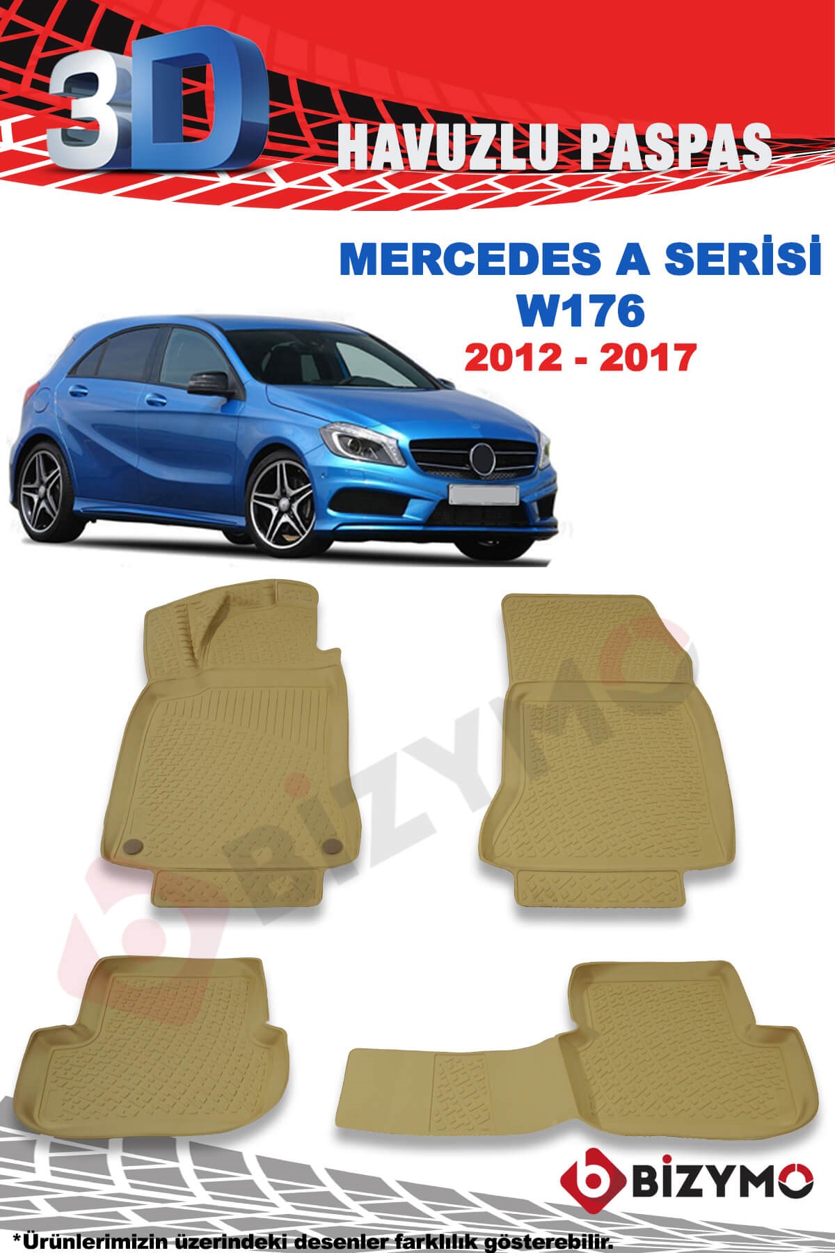 Mercedes A Serisi Hb 2012-2018 3D Bej Paspas Takımı Bizymo