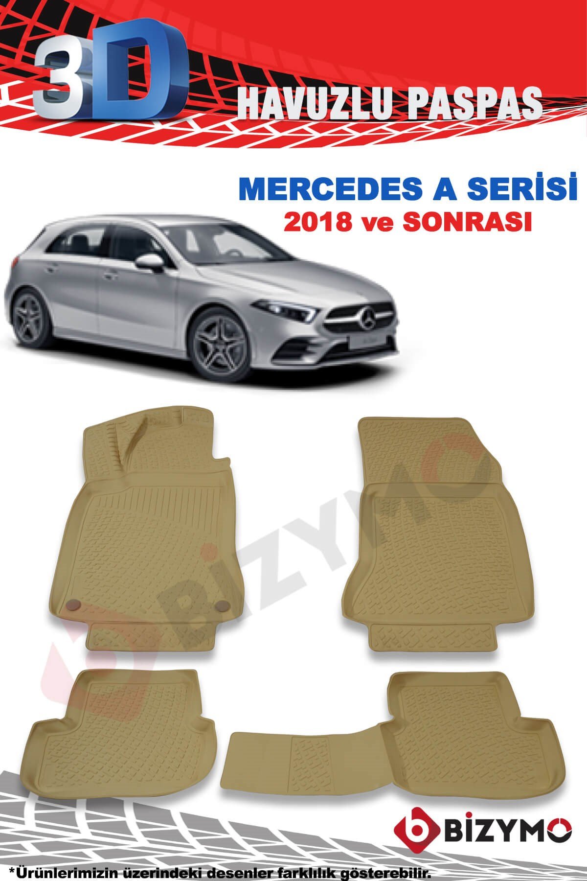 Mercedes A Serisi Hb 2018 Ve Sonrası 3D Bej Paspas Takımı Bizymo
