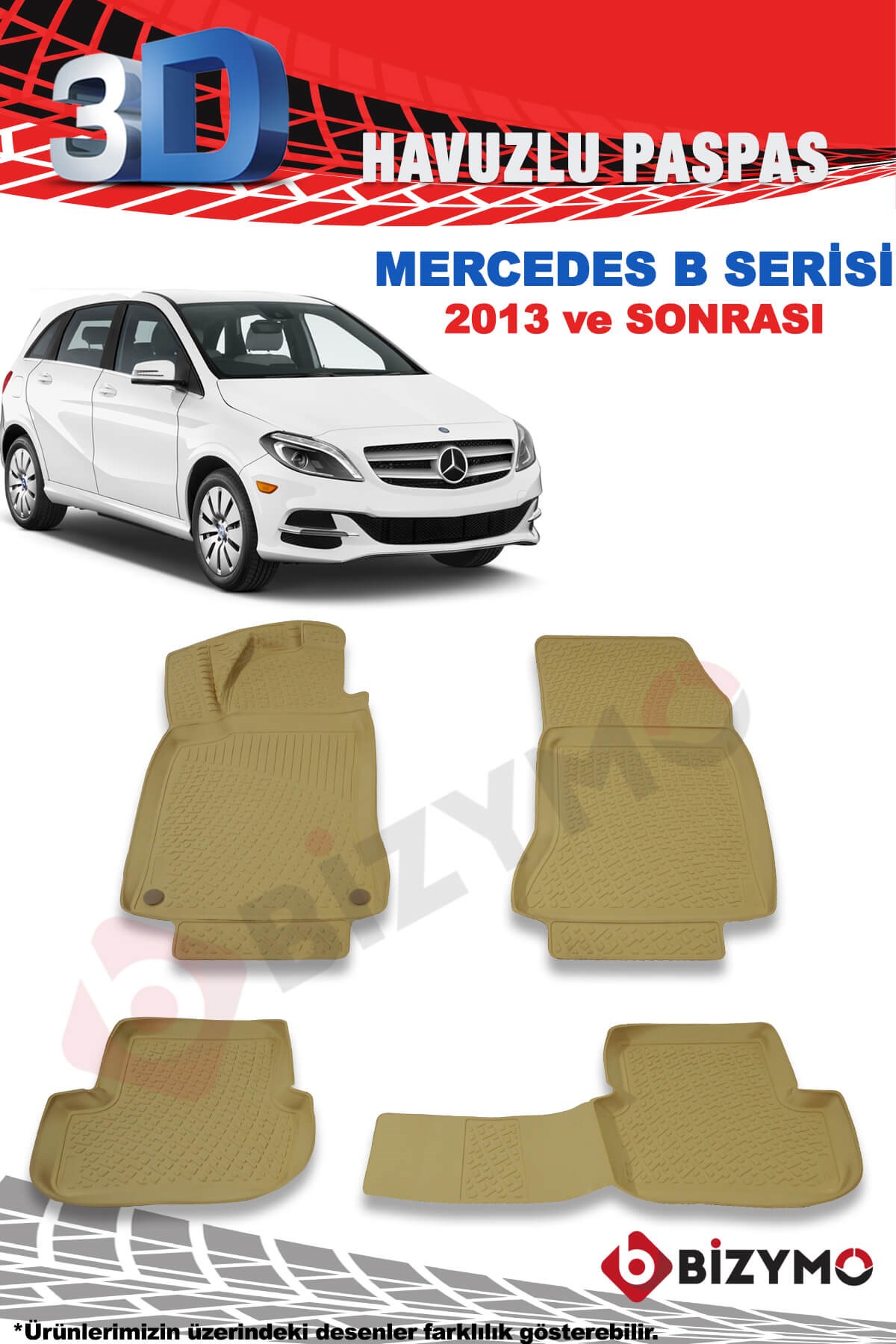 Mercedes B Serisi Hb 2013 Ve Sonrası 3D Bej Paspas Takımı Bizymo