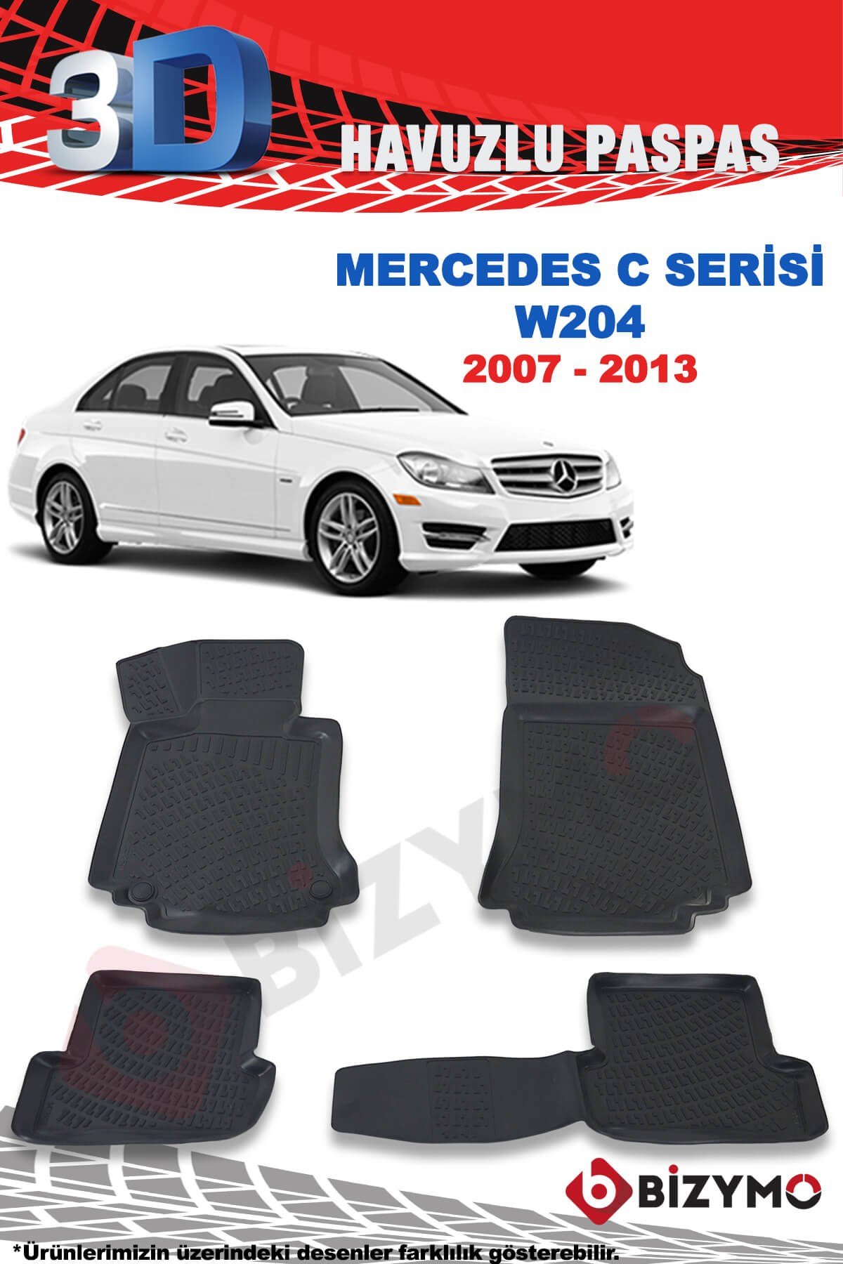 Mercedes C Serisi W203 3D Havuzlu Paspas Takımı Bizymo