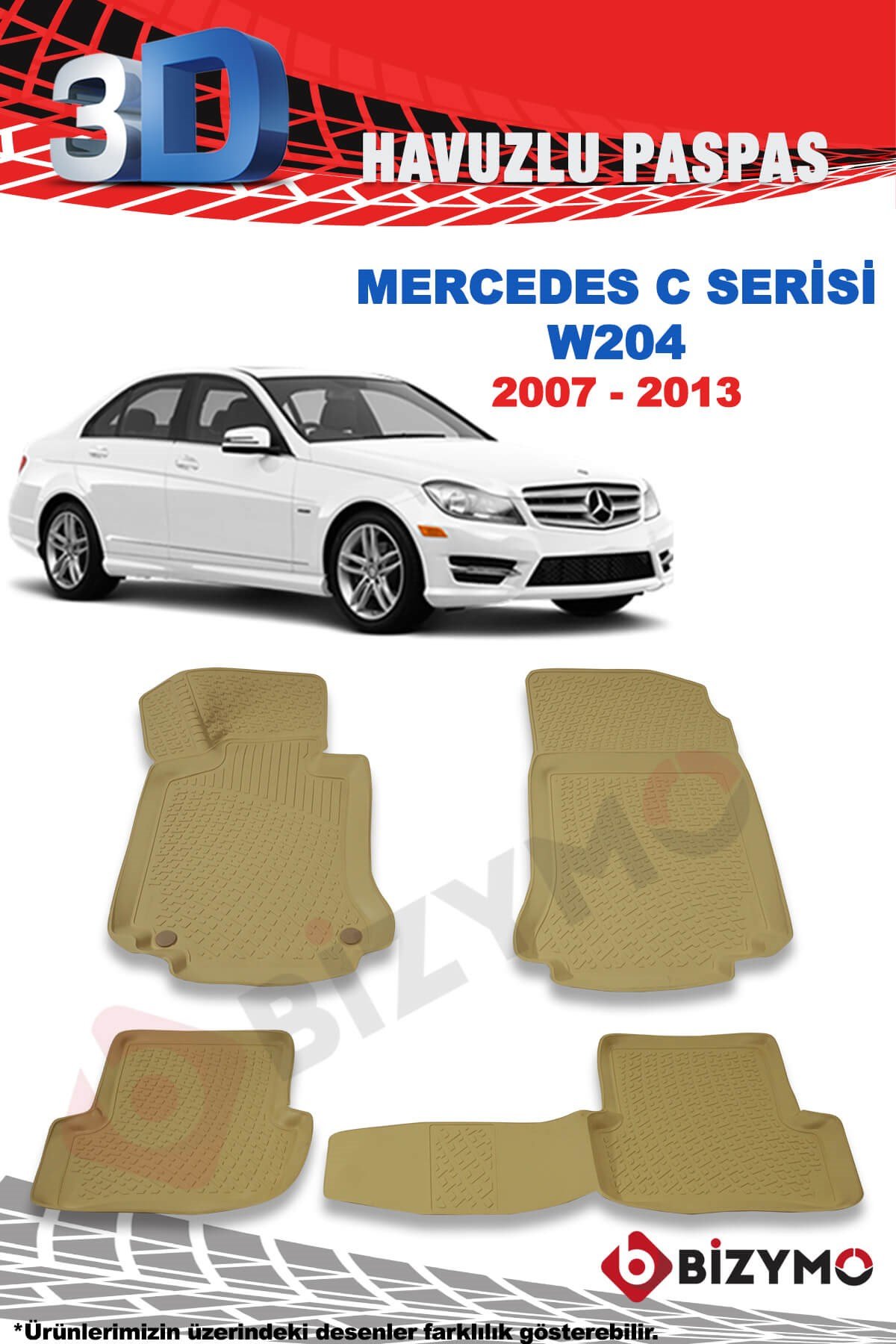 Mercedes C Serisi W204 Sedan 2007-2013 3D Bej Paspas Takımı Bizymo