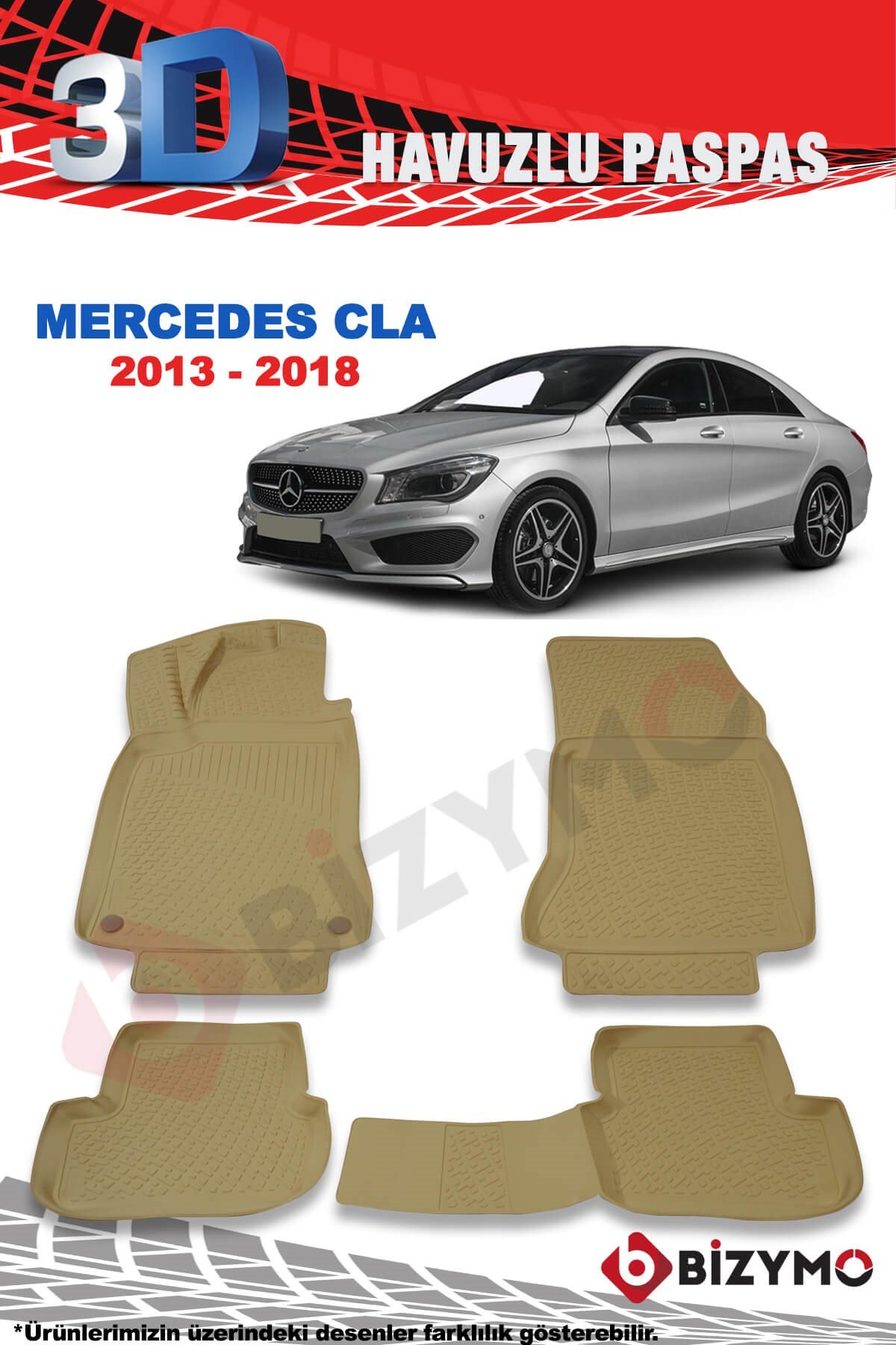 Mercedes CLA Sedan 2013-2018 3D Bej Paspas Takımı Bizymo