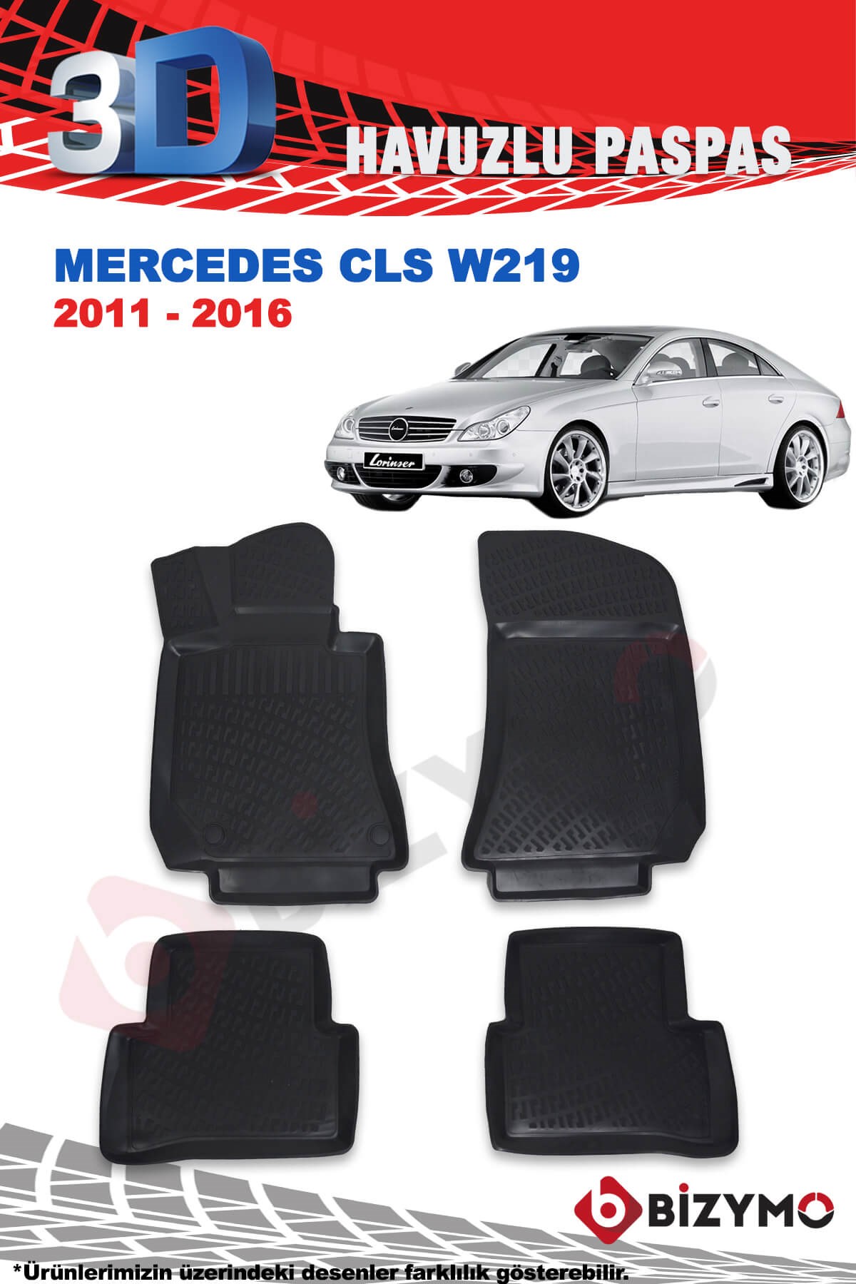 Mercedes CLS C219 2004-2010 3D Havuzlu Paspas Takımı Bizymo