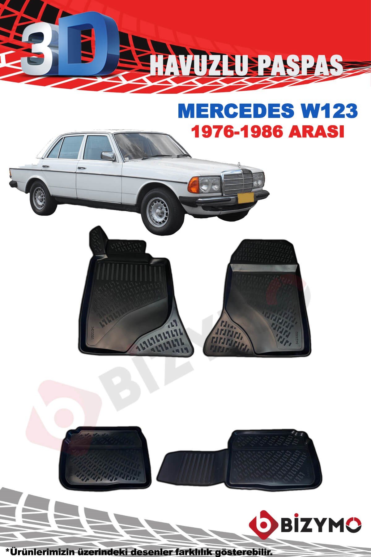 Mercedes E Serisi 1976-86 W123 Kasa 3D Havuzlu Paspas Takımı Bizymo