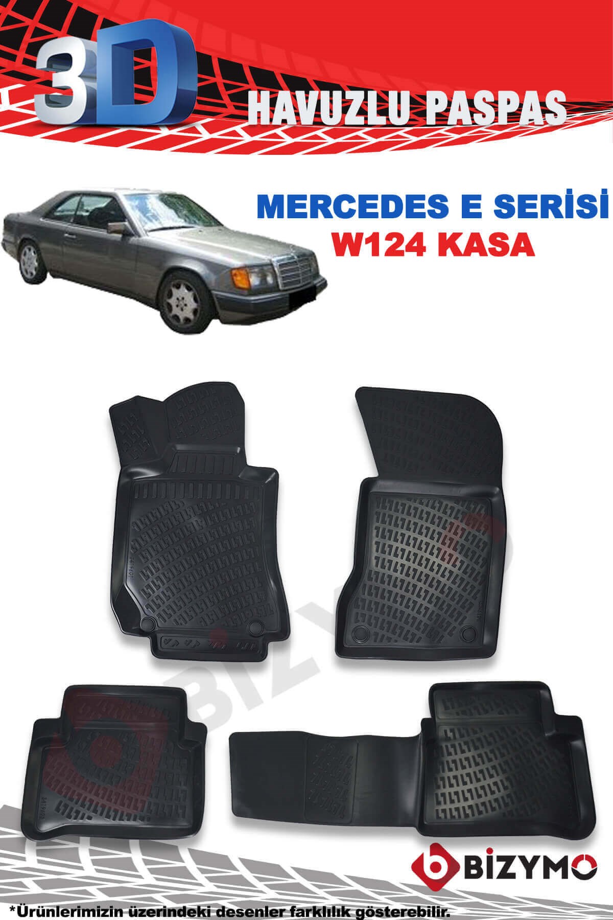 Mercedes E Serisi W124 Kasa 3D Havuzlu Paspas Takımı Bizymo