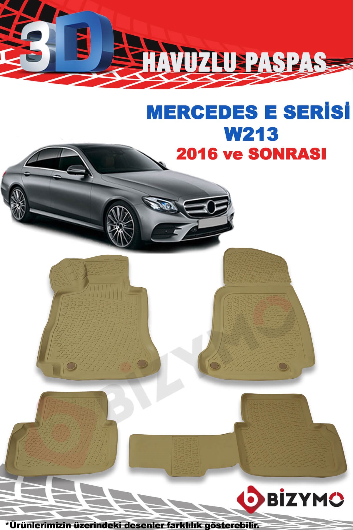 Mercedes E Serisi W213 2016 Ve Sonrası 3D Bej Paspas Takımı Bizymo