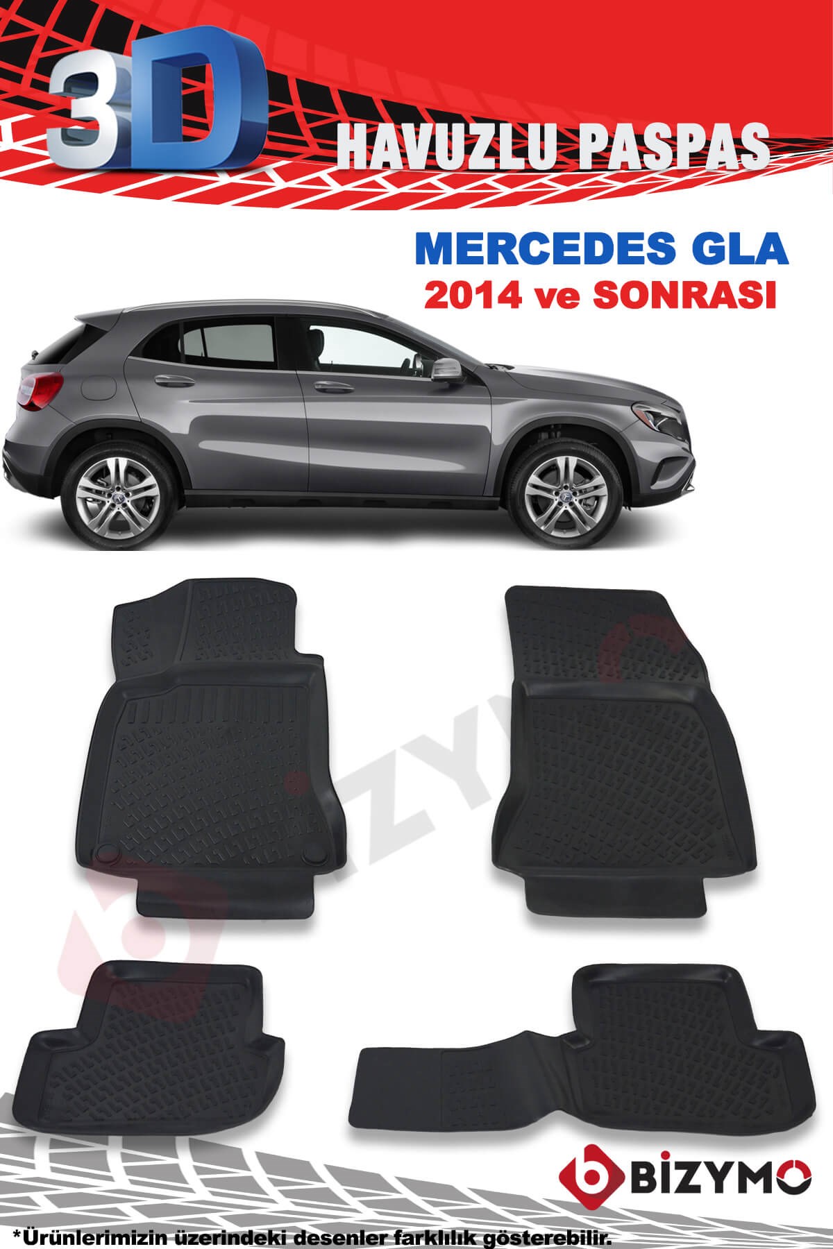 Mercedes GLA 2014 Ve Sonrası 3D Paspas Takımı Bizymo