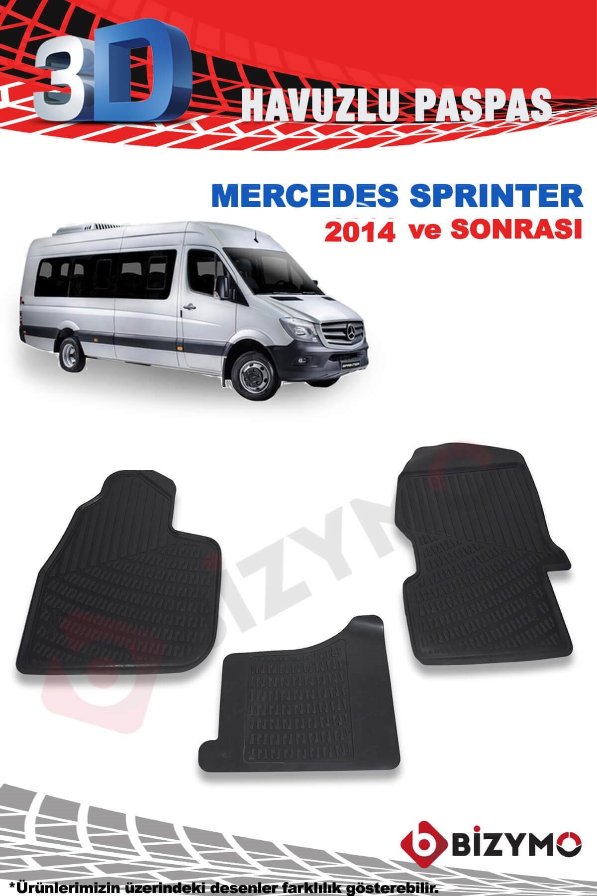 Mercedes Sprinter 2014 ve Sonrası 3D Havuzlu Paspas Takımı Bizymo