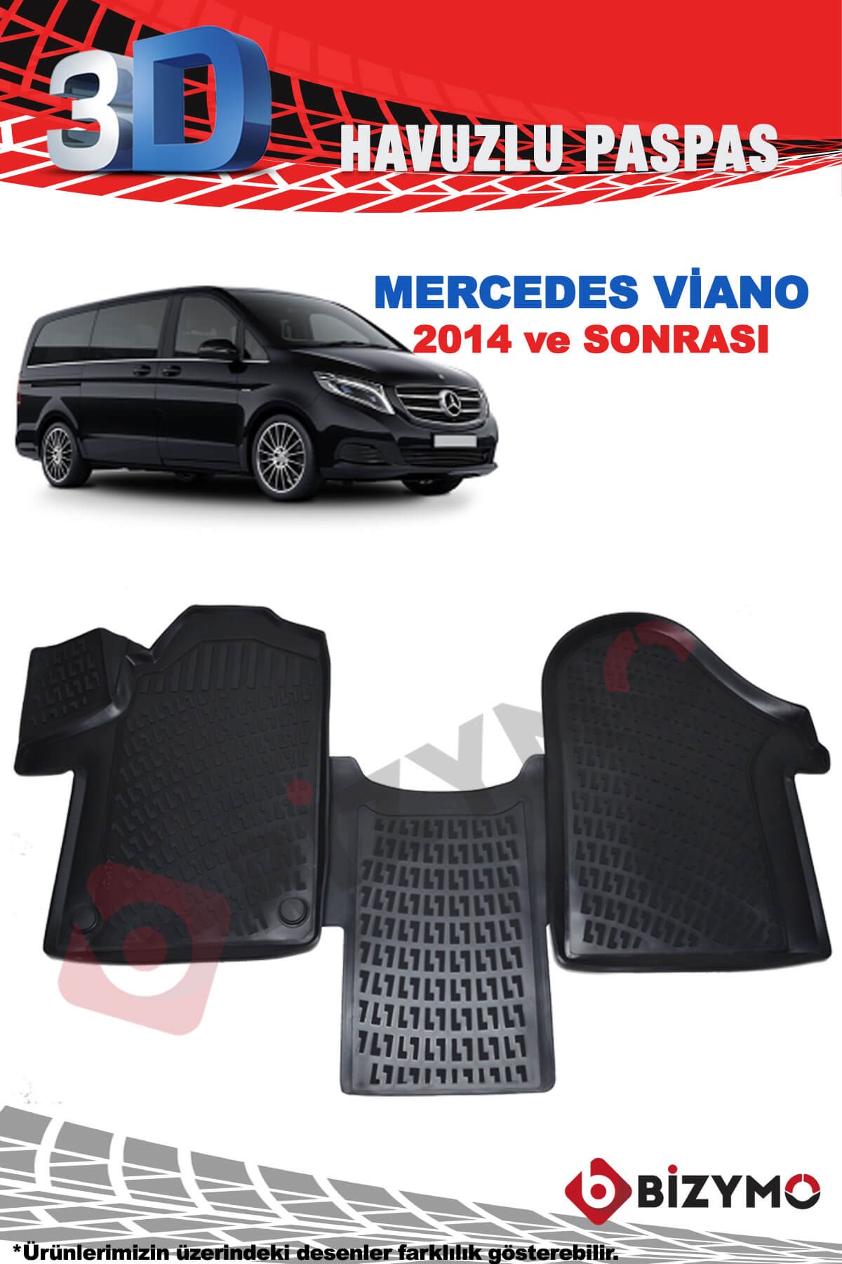 Mercedes Viano 2014 ve Sonrası 3D Havuzlu Paspas Takımı Bizymo