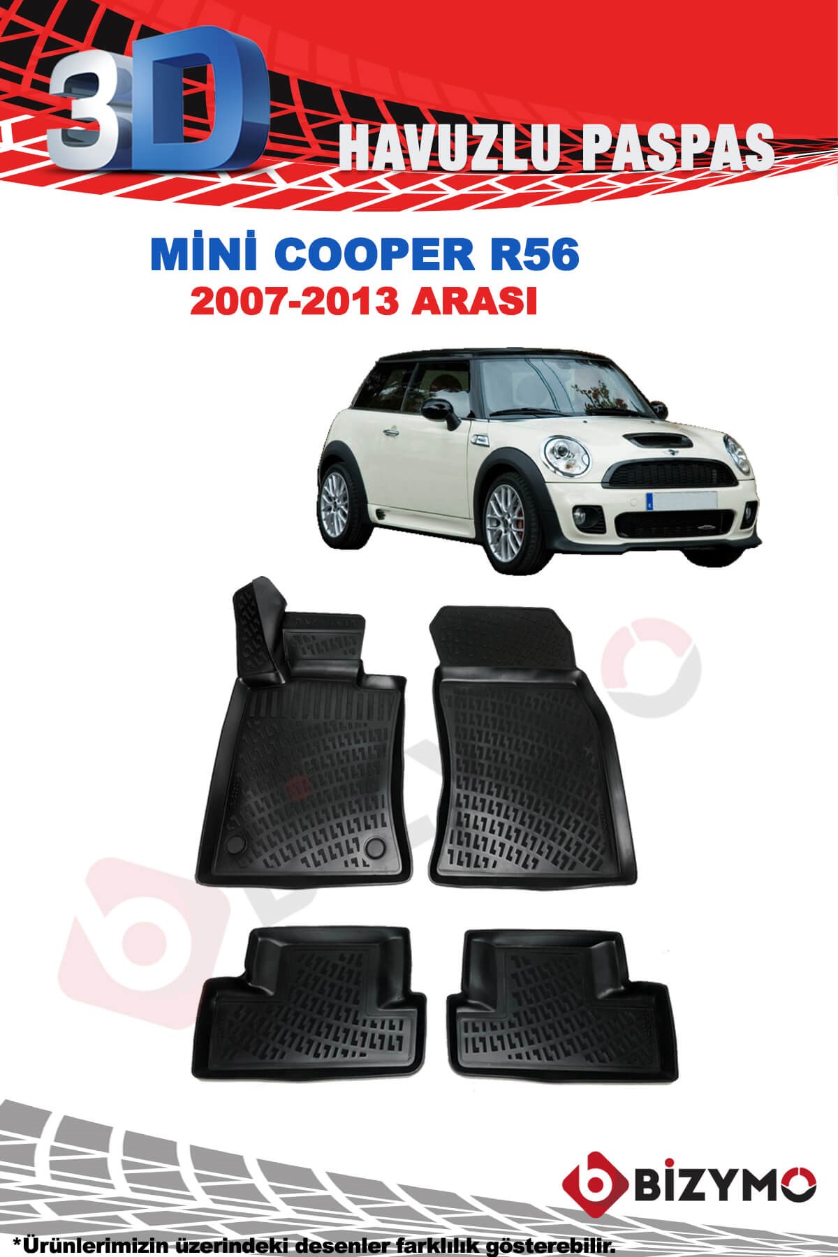 Mini Cooper R56 2007-2013 3D Havuzlu Paspas Takımı Bizymo