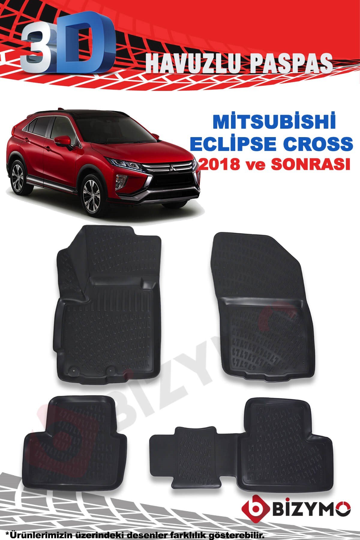 Mitsubishi Eclipse Cross 2018+ 3D Havuzlu Paspas Takımı Bizymo