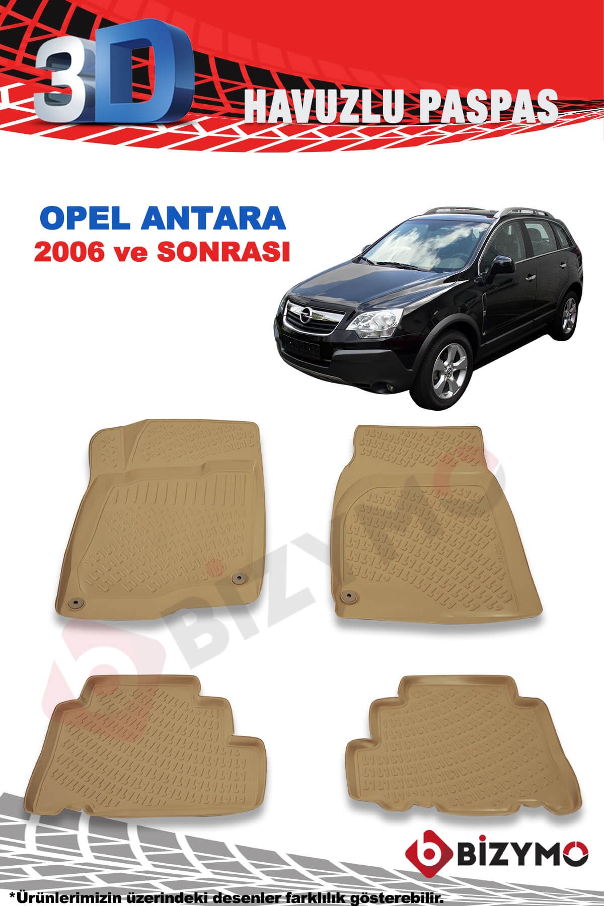 Opel Antara 2006 Ve Sonrası 3D Bej Paspas Takımı Bizymo