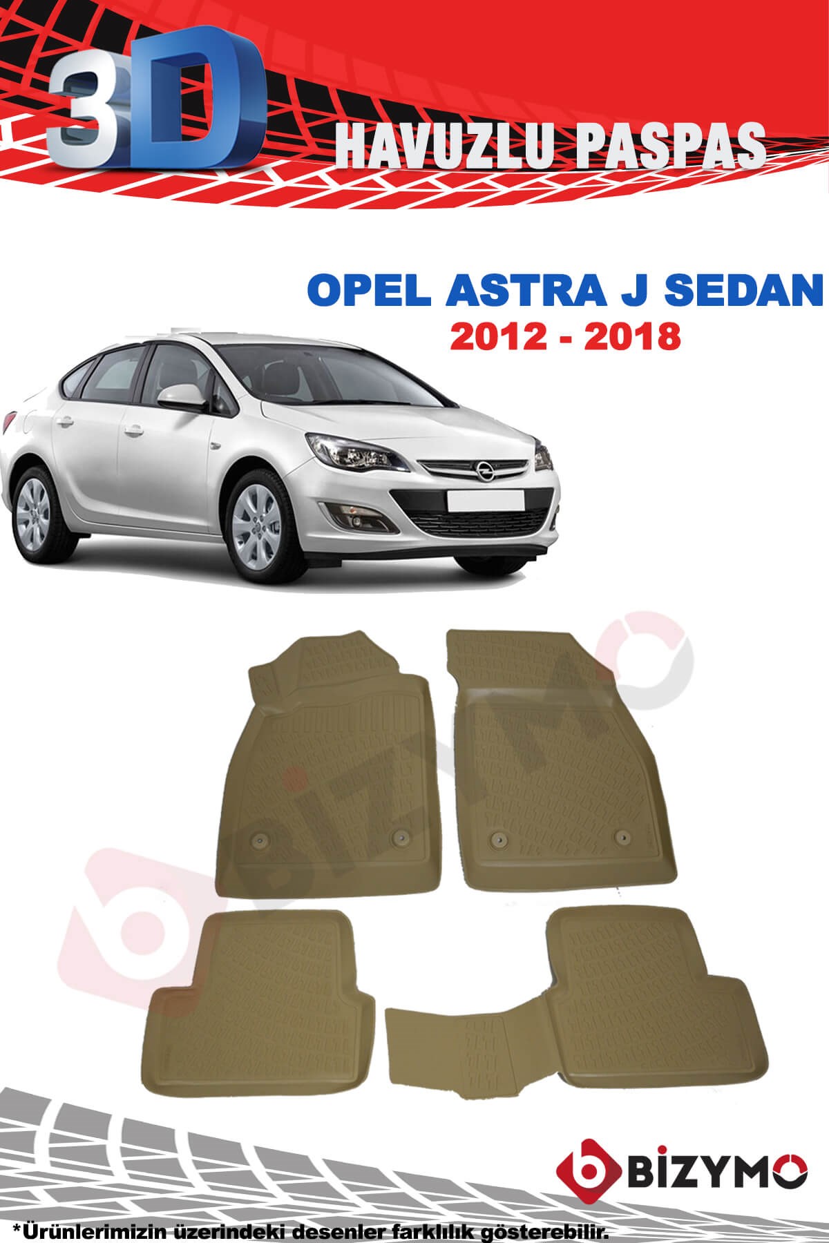 Opel Astra J Sedan 2012-2018 3D Bej Paspas Takımı Bizymo