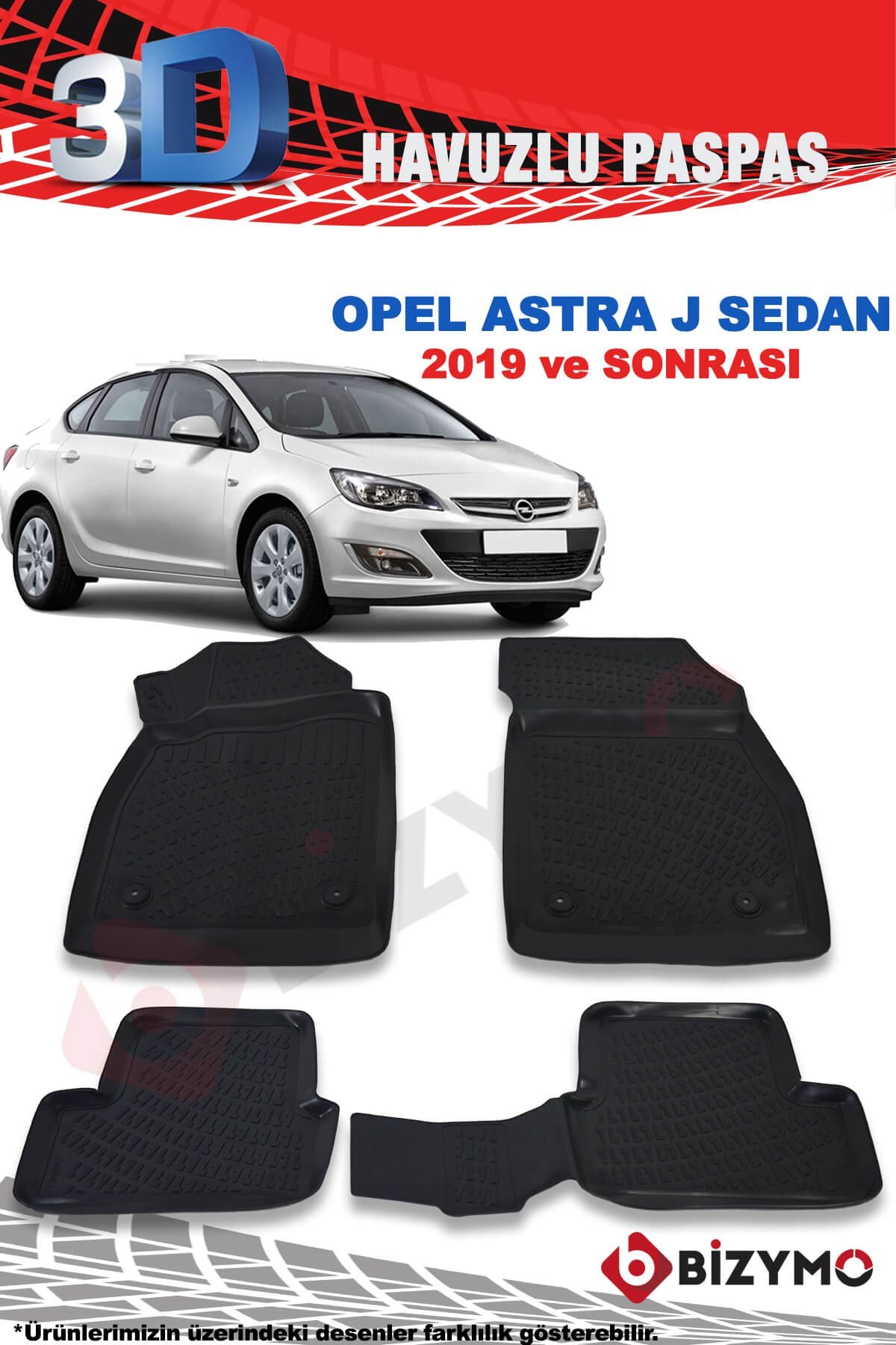 Opel Astra J Sedan 2019 ve Sonrası 3D Paspas Takımı Bizymo