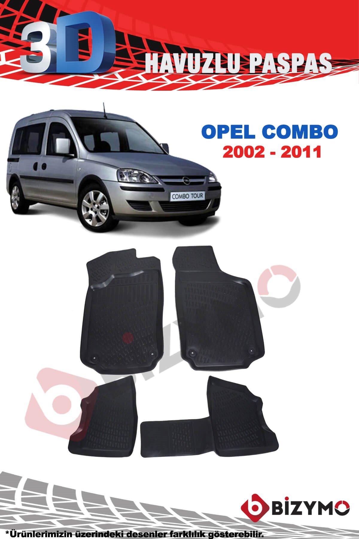 Opel Combo 2002-2011 3D Havuzlu Paspas Takımı Bizymo