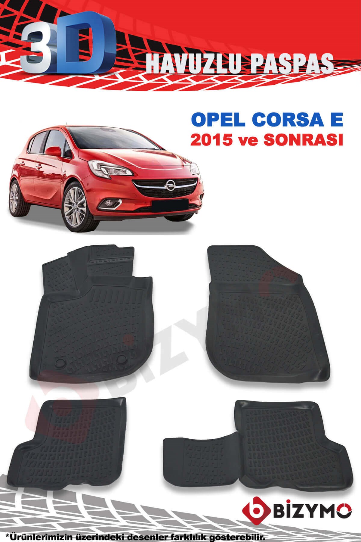 Opel Corsa E 2015 Ve Sonrası 3D Paspas Takımı Bizymo