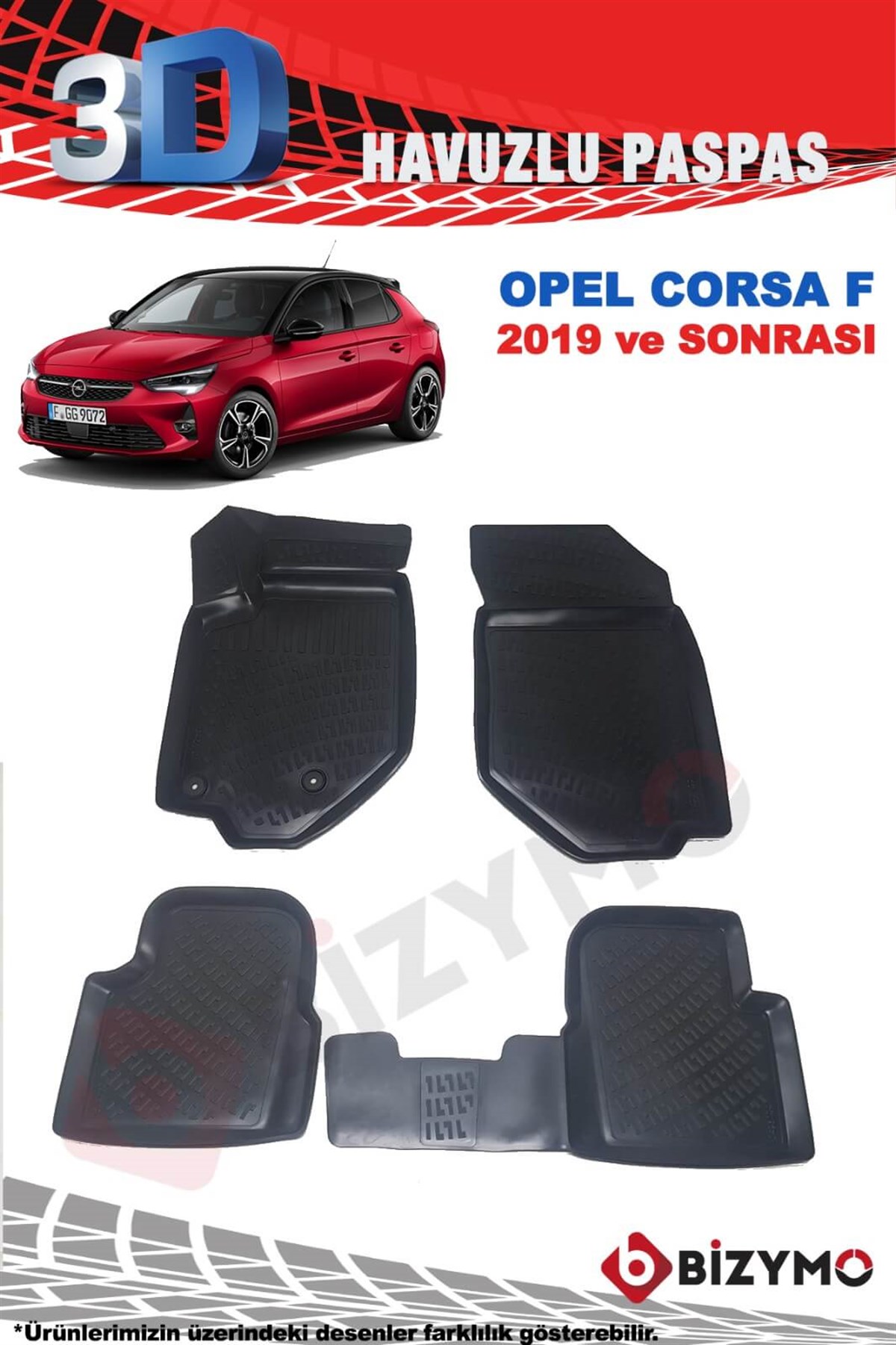 Opel Corsa F 2019 Ve Sonrası 3D Paspas Takımı Bizymo