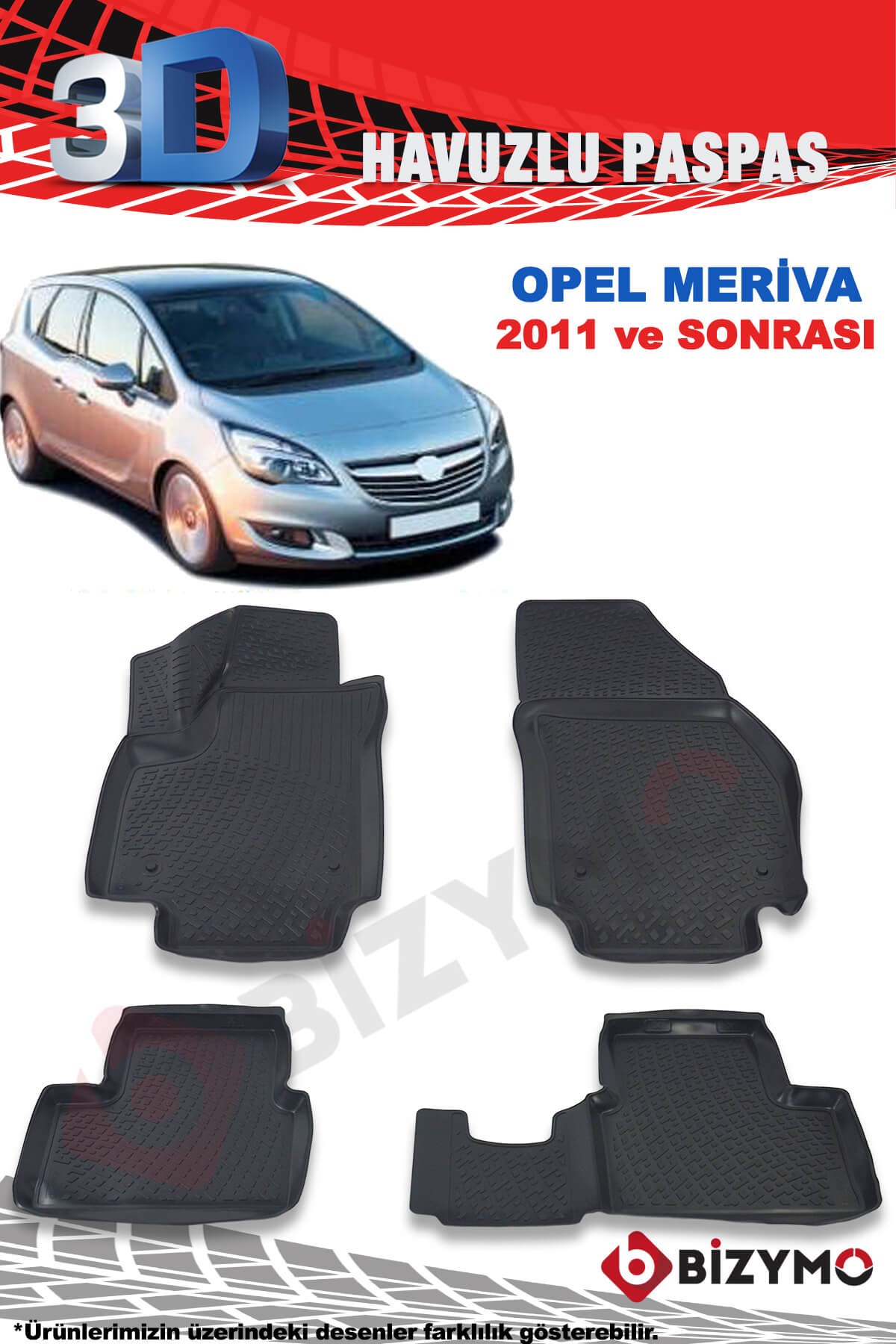 Opel Meriva 2011 Ve Sonrası 3D Paspas Takımı Bizymo