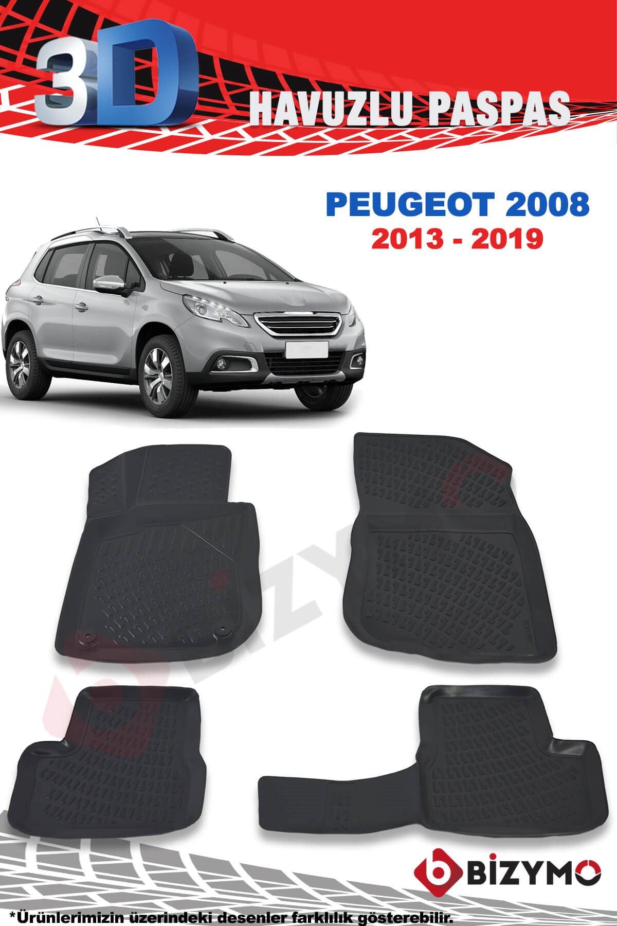 Peugeot 2008 2013-2019 3D Paspas Takımı Bizymo