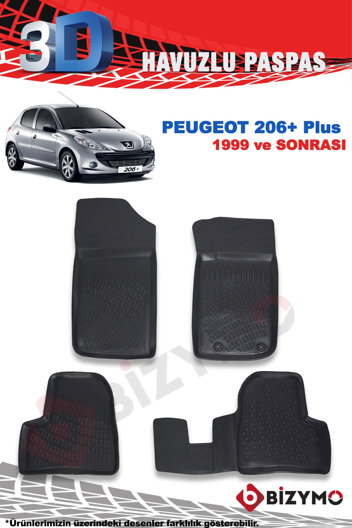 Peugeot 206 Plus 1999 Ve Sonrası 3D Havuzlu Paspas Takımı Bizymo