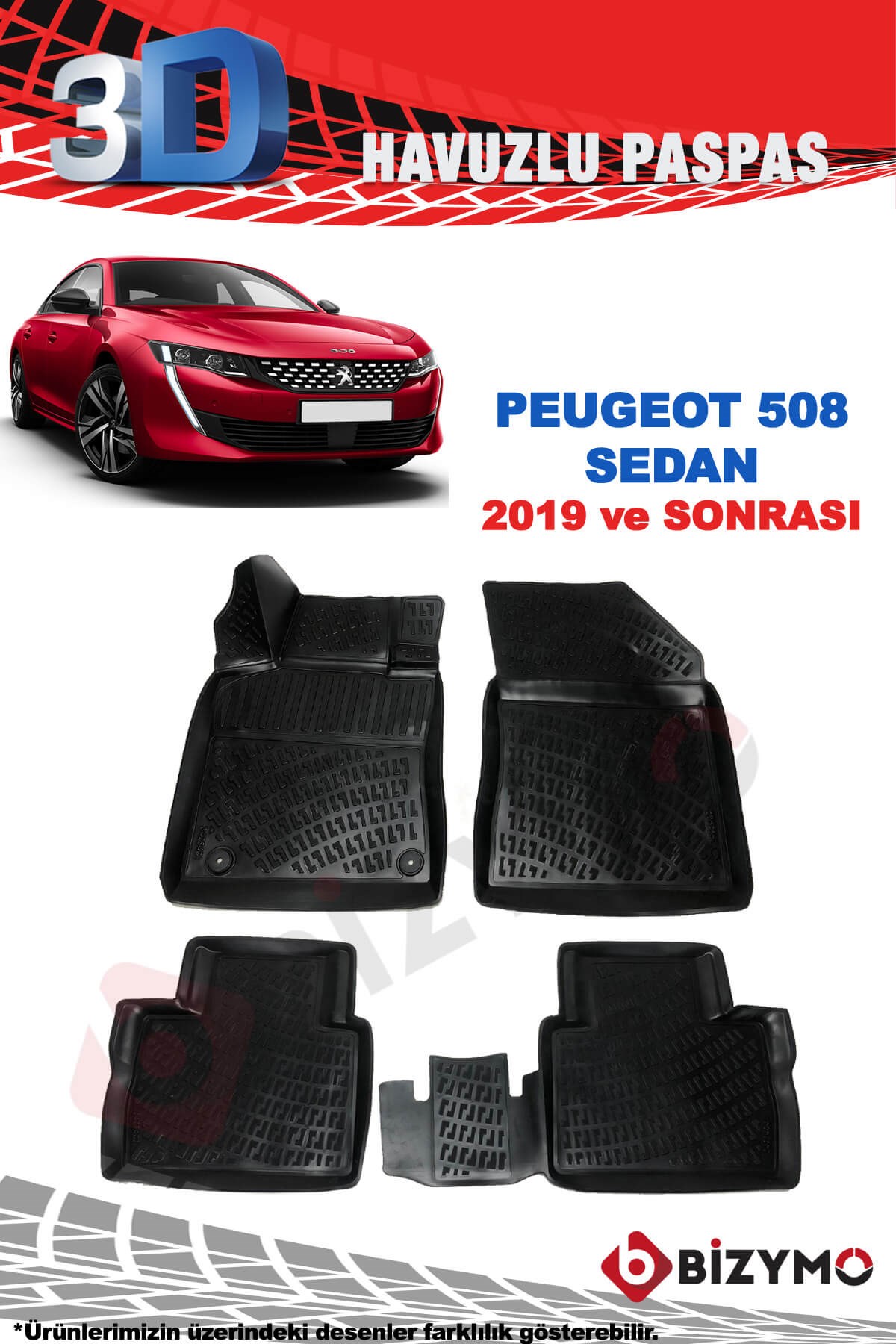 Peugeot Yeni 508 Sedan 2019 Ve Sonrası 3D Havuzlu Paspas Takımı