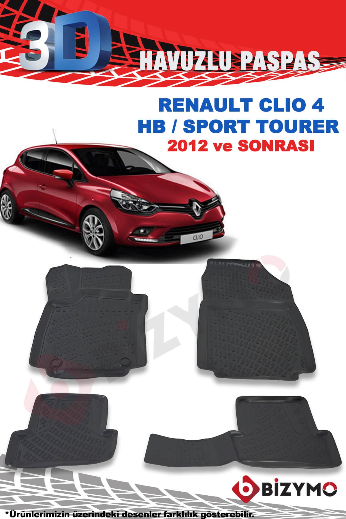 Renault Clio 4 Hb 2012 Ve Sonrası 3D Paspas Takımı Bizymo