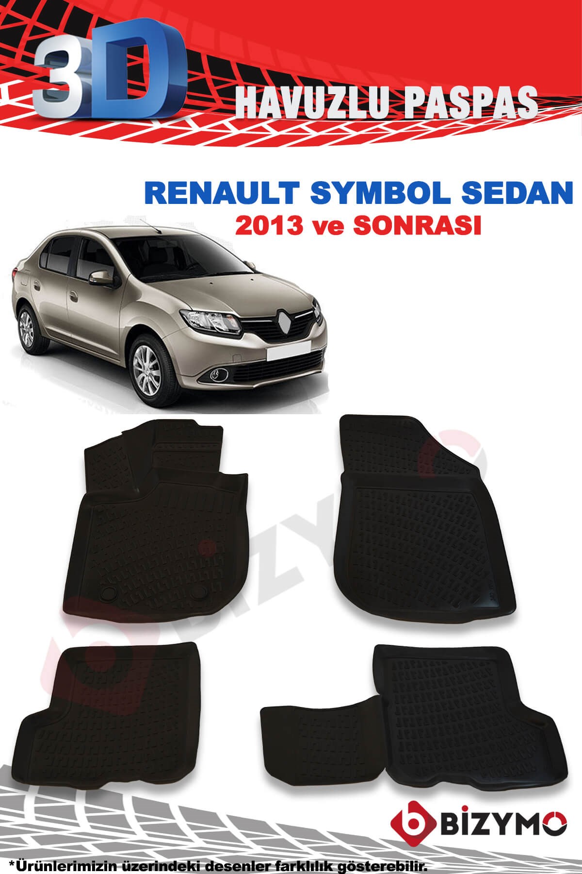 Renault Symbol Sedan 2013 Ve Sonrası 3D Paspas Takımı Bizymo
