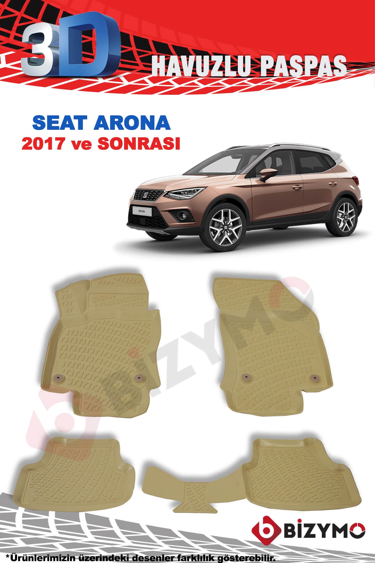 Seat Arona 2017 Ve Sonrası 3D Bej Paspas Takımı Bizymo