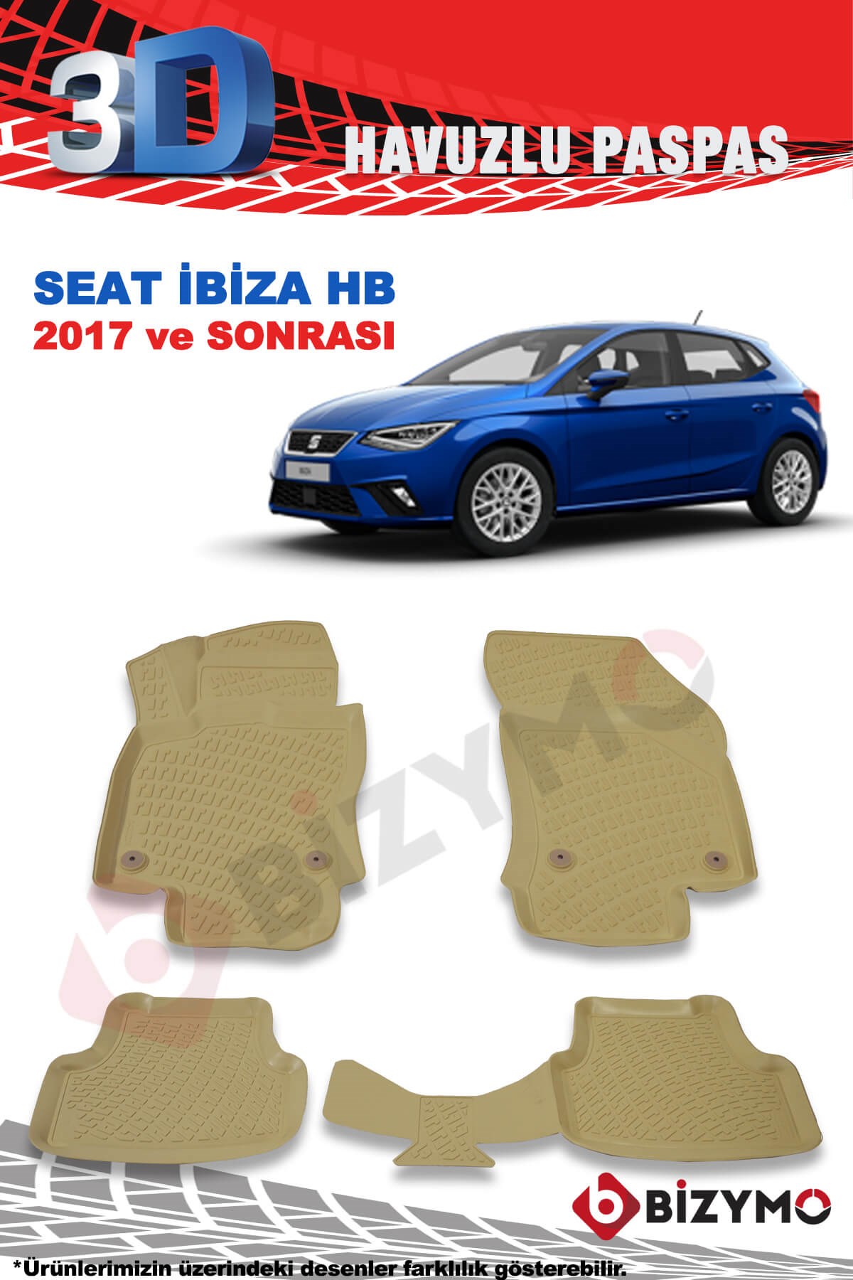 Seat İbiza 2017 Ve Sonrası 3D Bej Paspas Takımı Bizymo