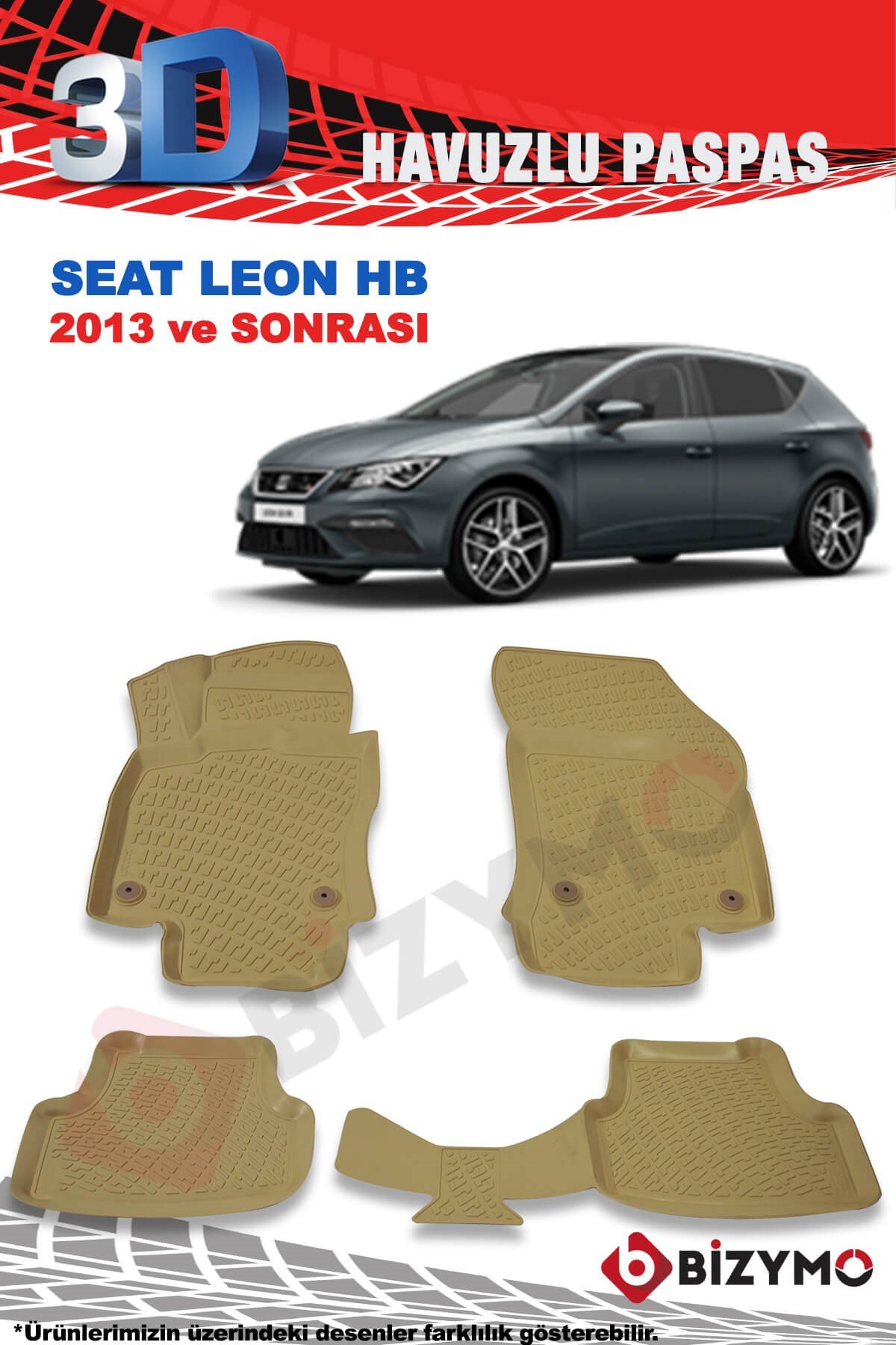 Seat Leon Hb 2013 Ve Sonrası 3D Bej Paspas Takımı Bizymo