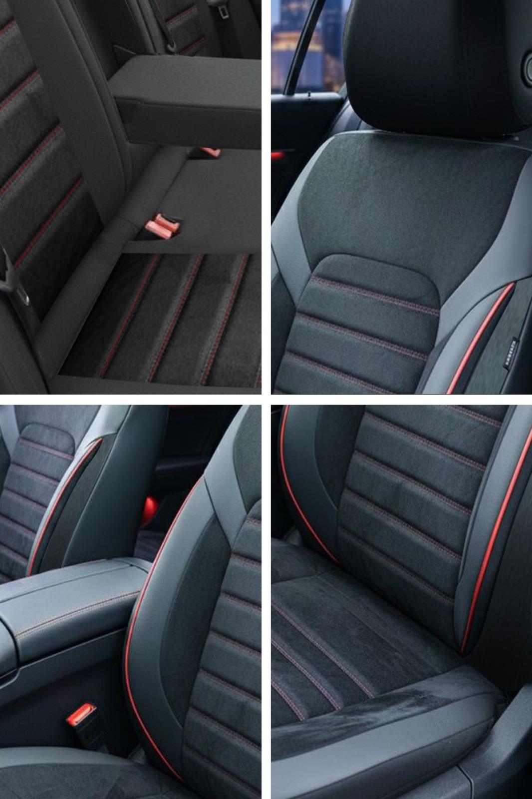 Alcantara Serisi Lüks Üniversal Kırmızı Oto Koltuk Kılıfı - 5 Kotuk Tam Set