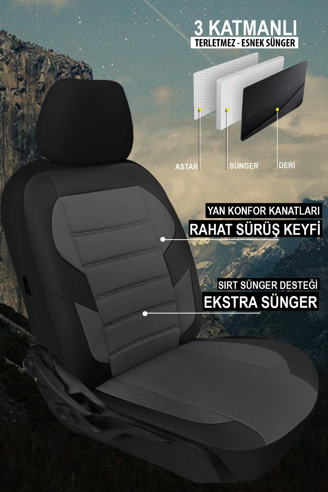 Carusa Füme Pike Kumaş Oto Koltuk Kılıfı
