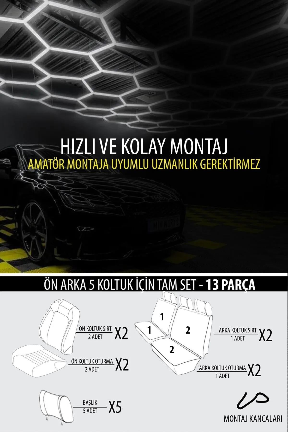 Dark Carbon Tay Tüyü Üniversal 2+1 Ticari Oto Koltuk Kılıfı