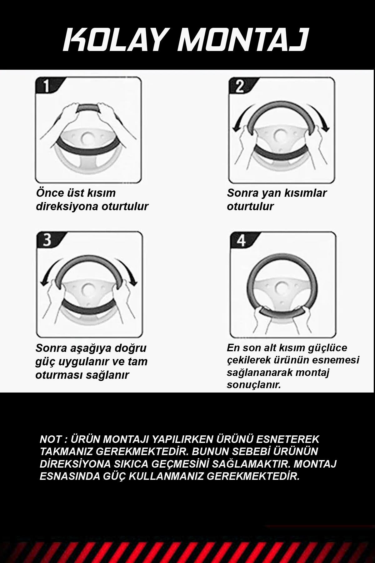 Emka Lüks Geçmeli Direksiyon Kılıfı - Kokusuz - Noktalı Deri