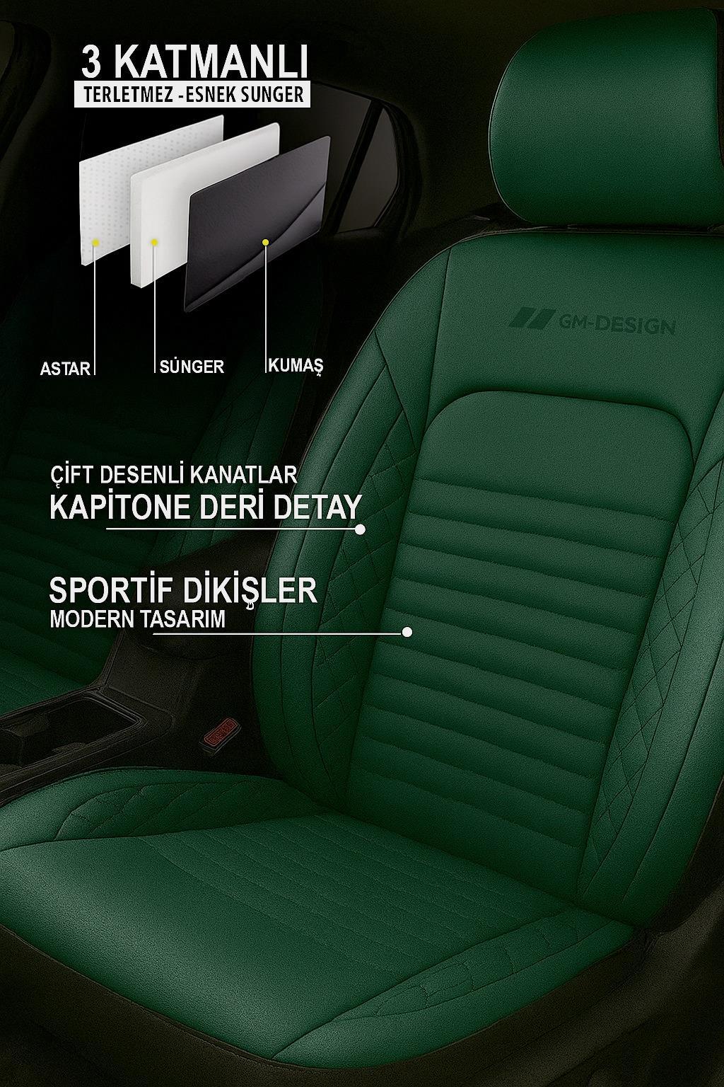 İstanbul Serisi Deri Üniversal Oto Koltuk Kılıfı - 5 Koltuk Tam Set