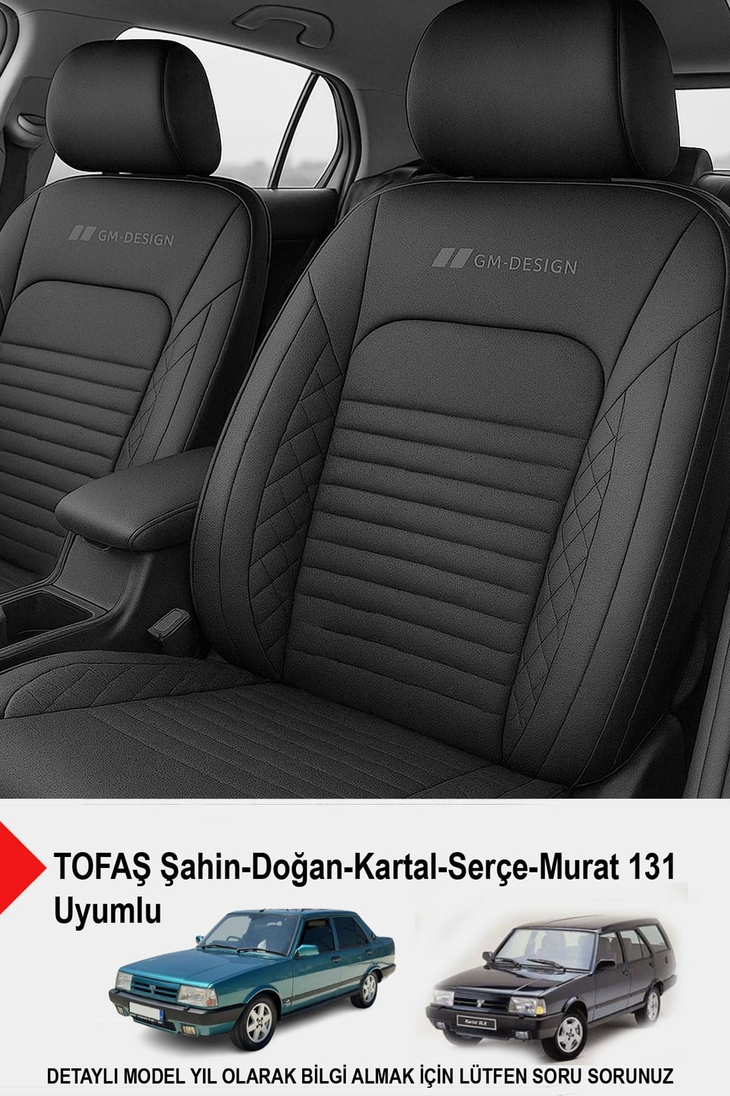 İstanbul Serisi Siyah Deri Oto Koltuk Kılıfı (TOFAŞ Kartal-Şahin-Doğan-Serçe-Tempra Uyumlu)