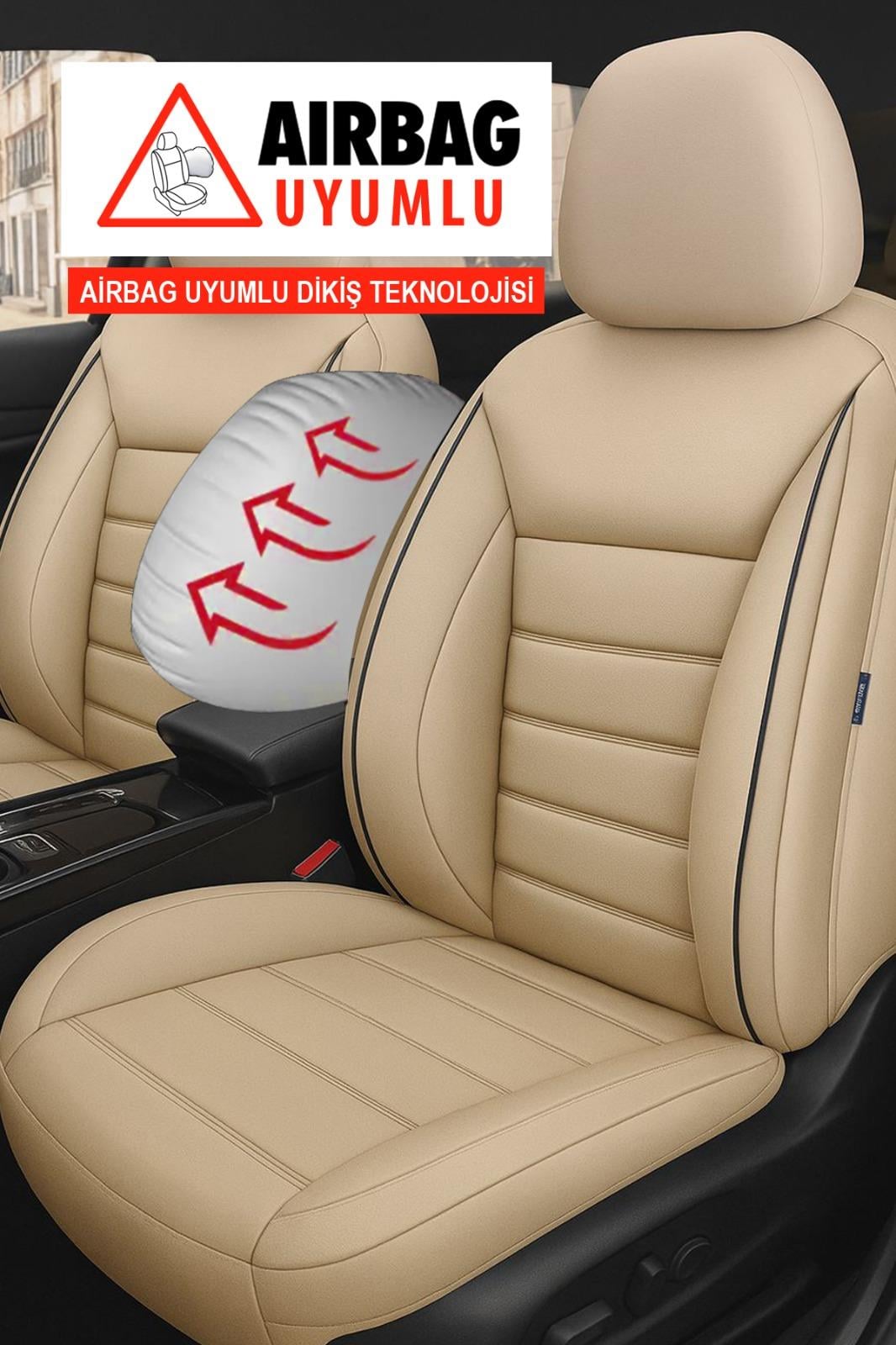 Jet Deri Bej Üniversal Ticari Oto Koltuk Kılıfı(DOBLO-CADDY-BERLİNGO-DOKKER-COURİER-KANGOO)