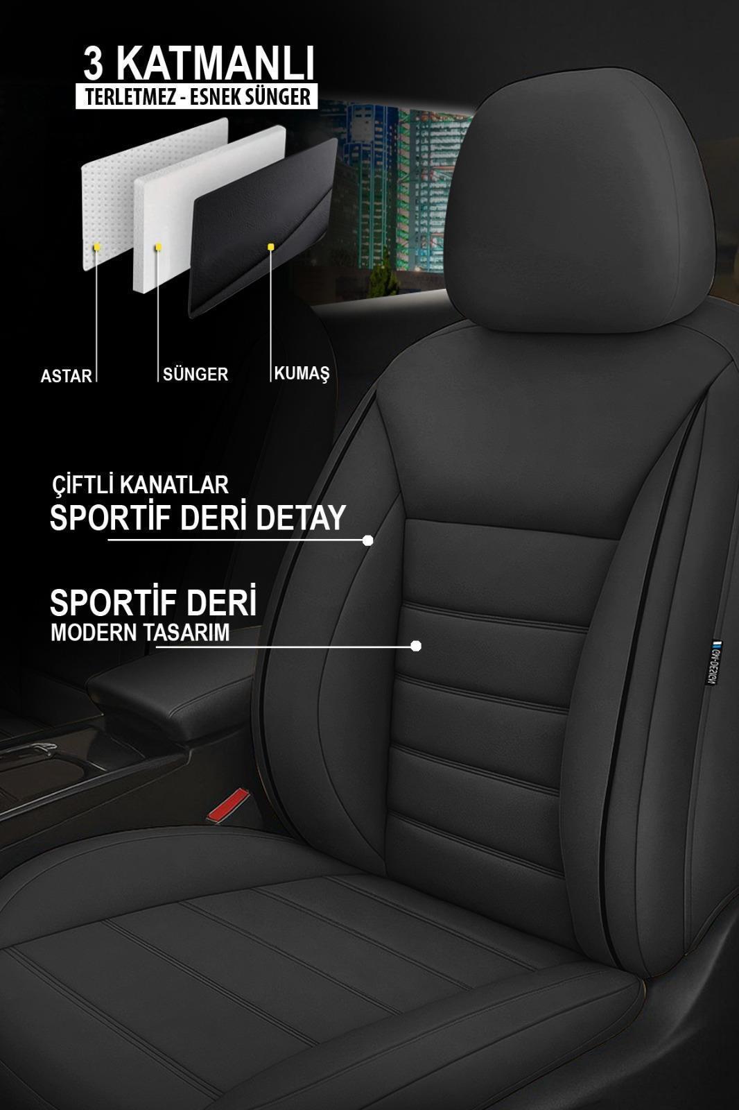 Jet Deri Oto Koltuk Kılıfı Siyah