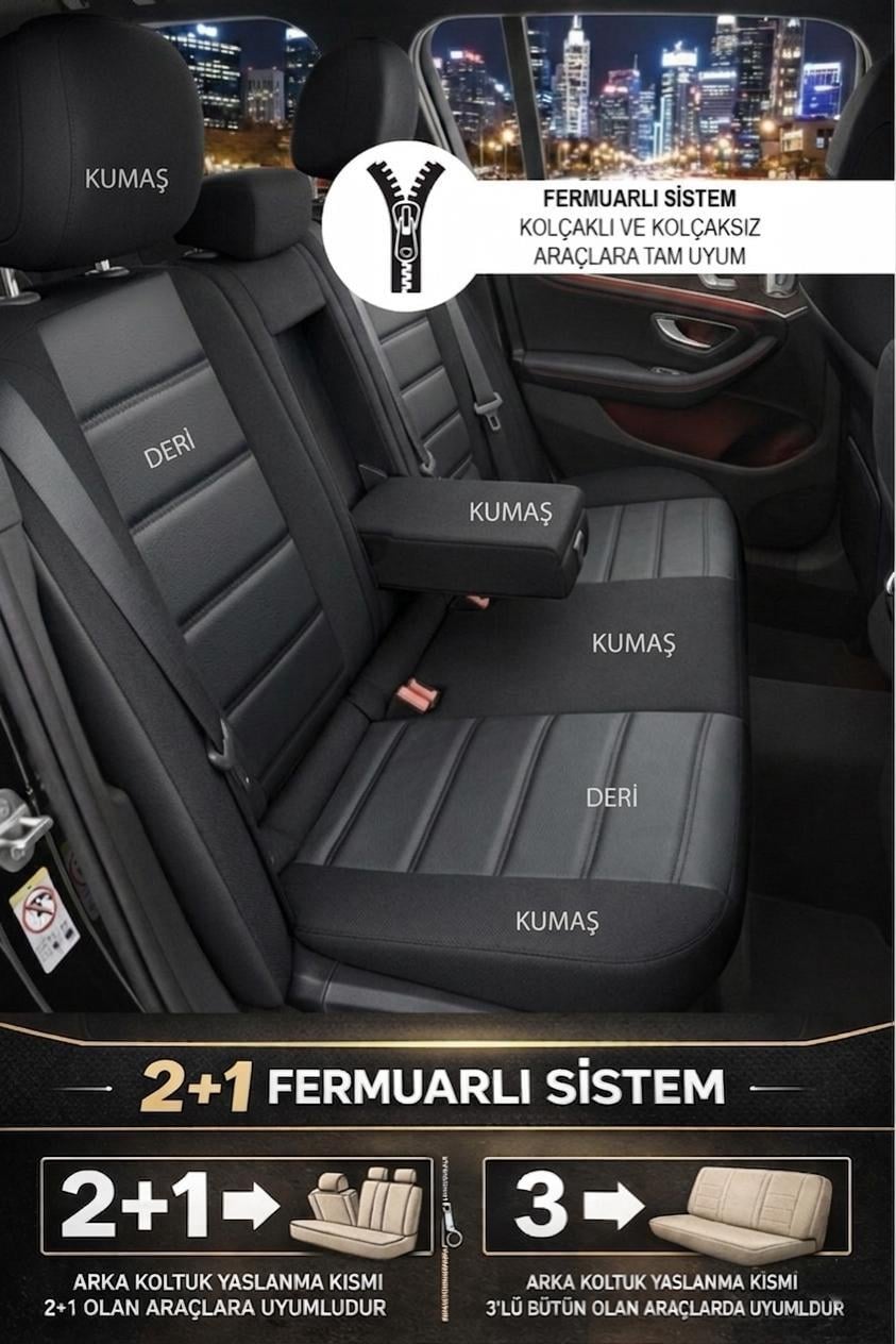 Jet Deri Oto Koltuk Kılıfı Siyah