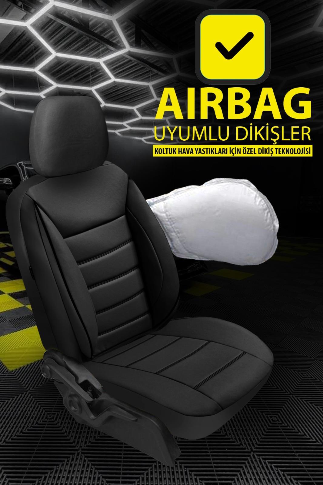 Jet Deri Siyah Ön 2 Koltuk Üniversal Oto Koltuk Kılıfı