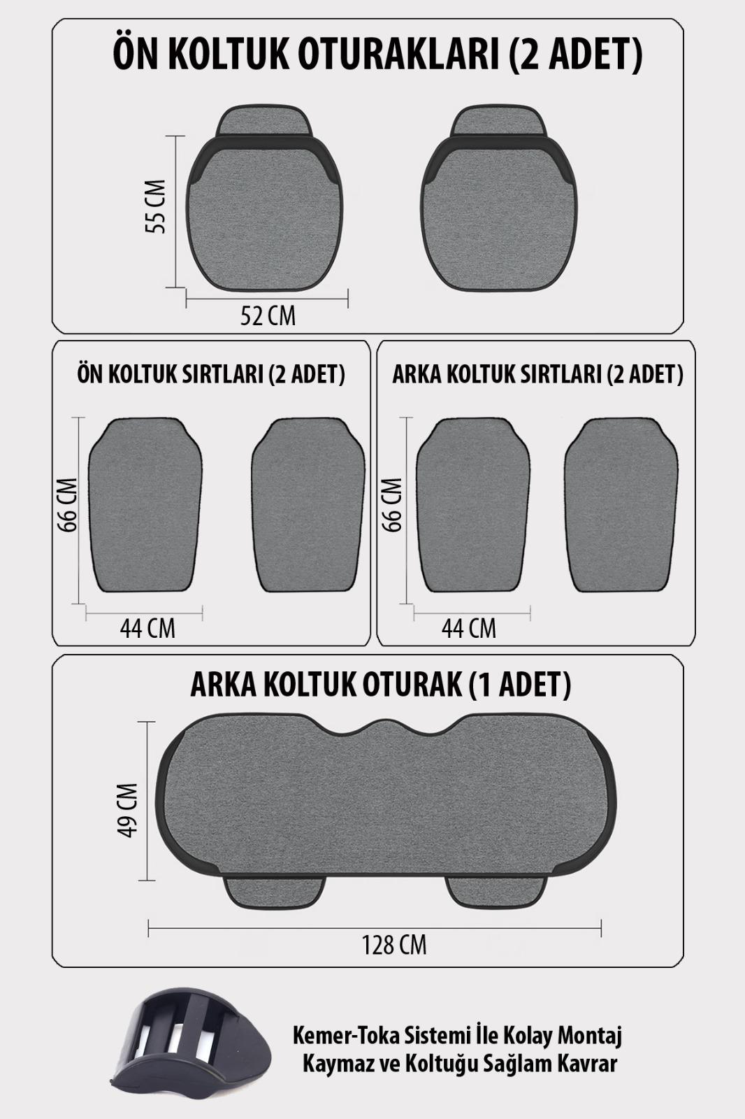 Keten Oto Koltuk Minderi 7'li - Ön Arka Araba Koltuk Minder Örtüsü - Su Geçirmez